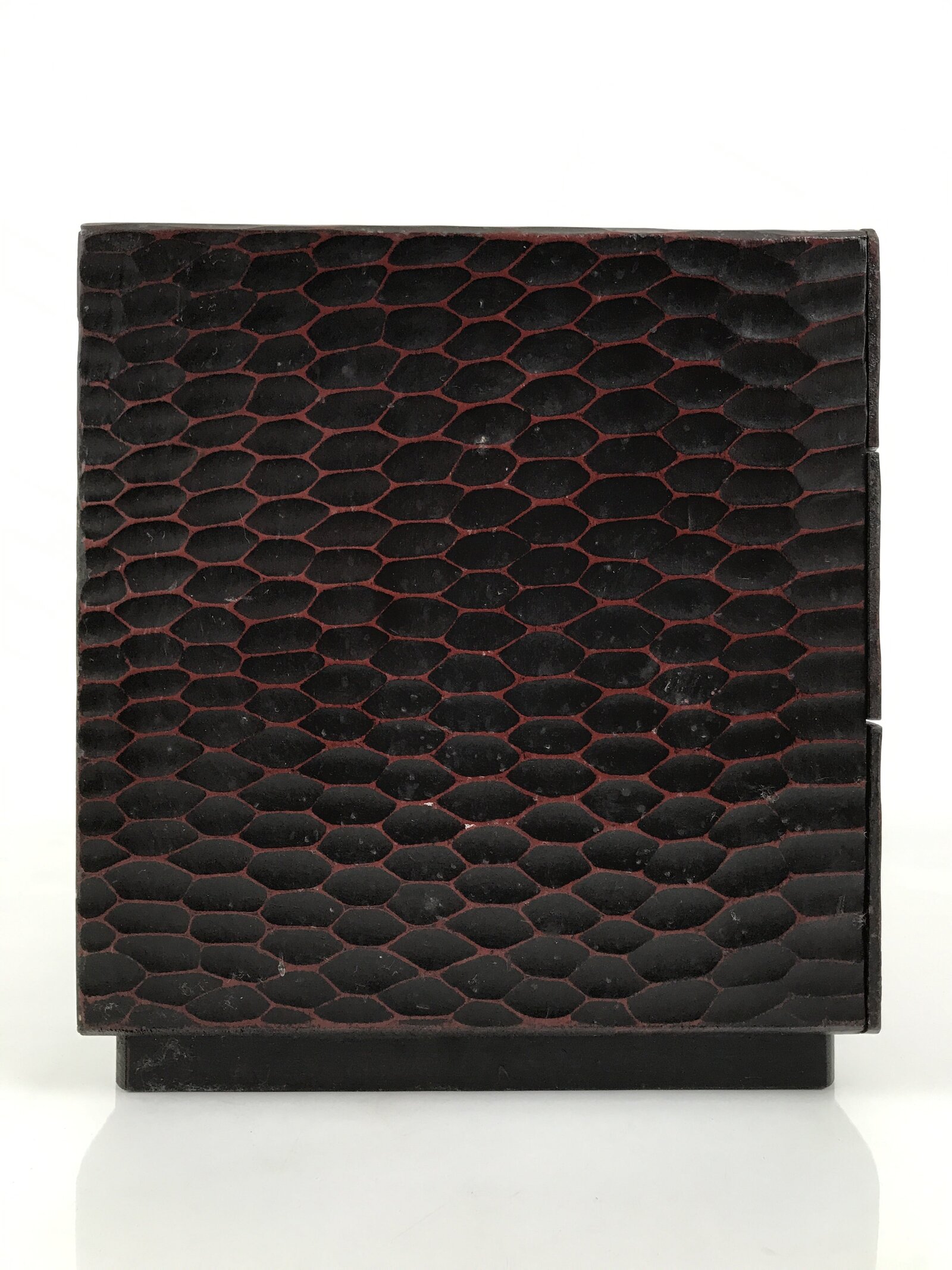 Japanese Lacquered Kamakurabori Wooden Tansu Chest Vtg Haribako Red Black T419