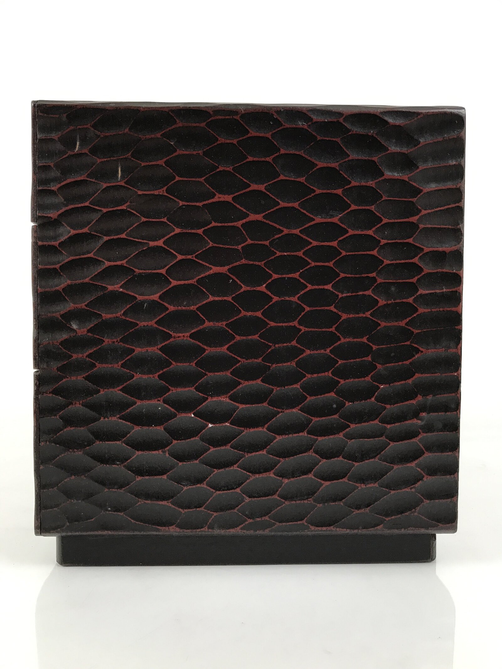 Japanese Lacquered Kamakurabori Wooden Tansu Chest Vtg Haribako Red Black T419