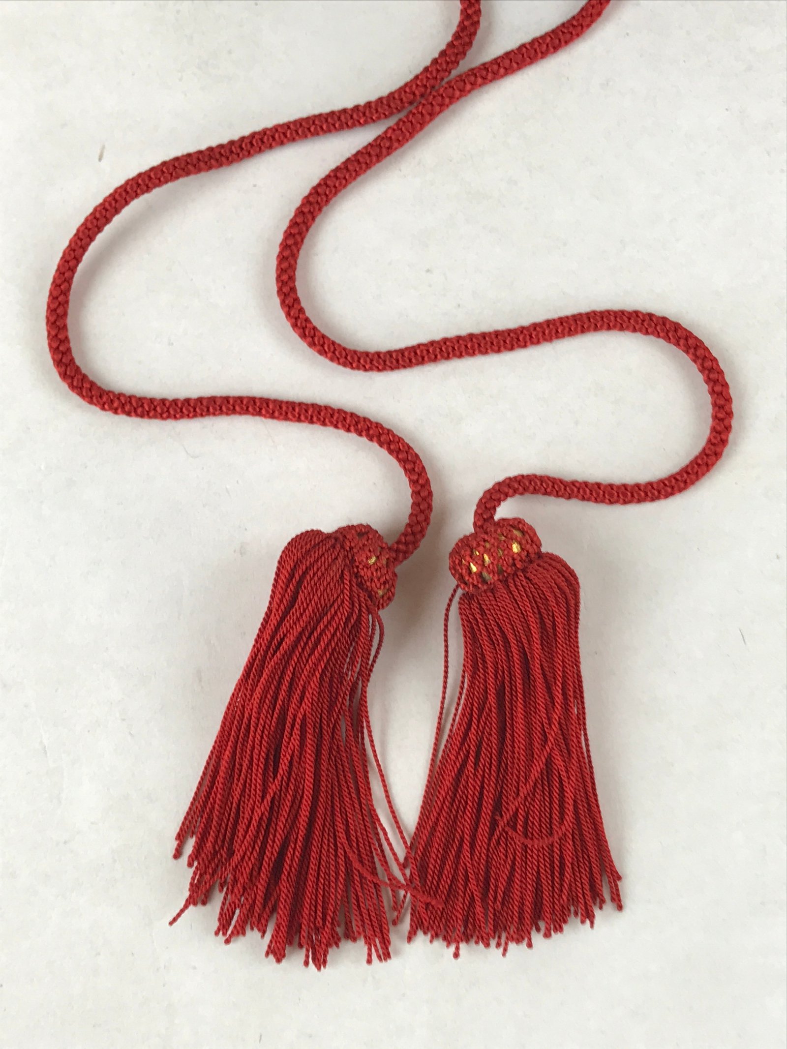 Japanese Lacquered Lidded Box Vtg Tassels Kagi Menjobako Washi Paper Lined L118