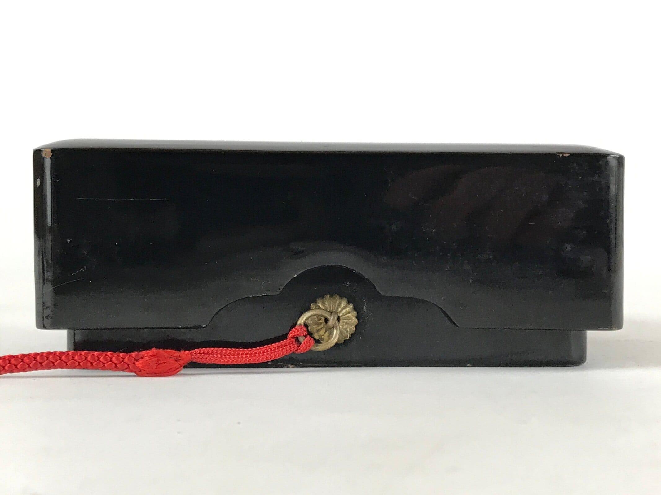 Japanese Lacquered Lidded Box Vtg Tassels Kagi Menjobako Washi Paper Lined L118
