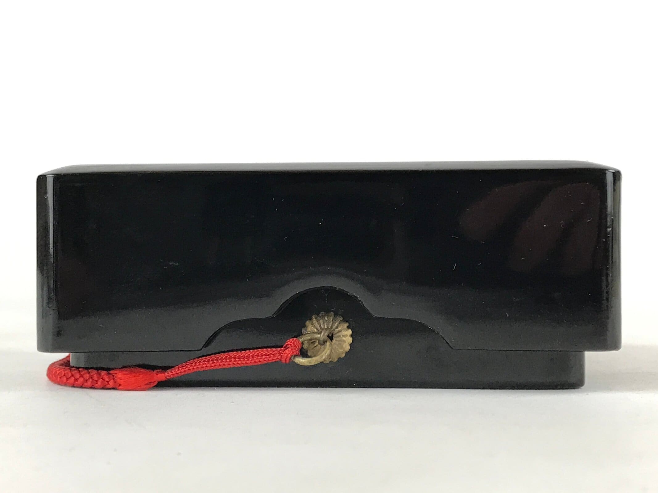 Japanese Lacquered Lidded Box Vtg Tassels Kagi Menjobako Washi Paper Lined L118