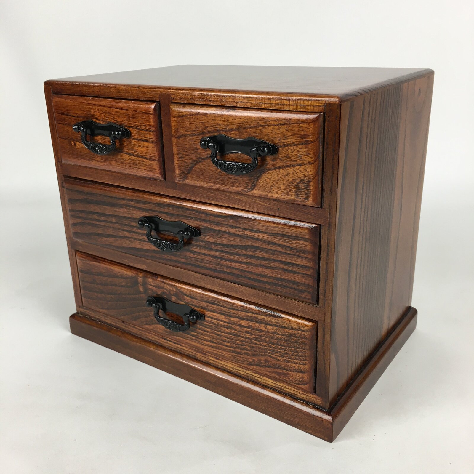 Japanese Lacquered Sewing Box Vtg Haribako Chest Tansu 4Drawers T315