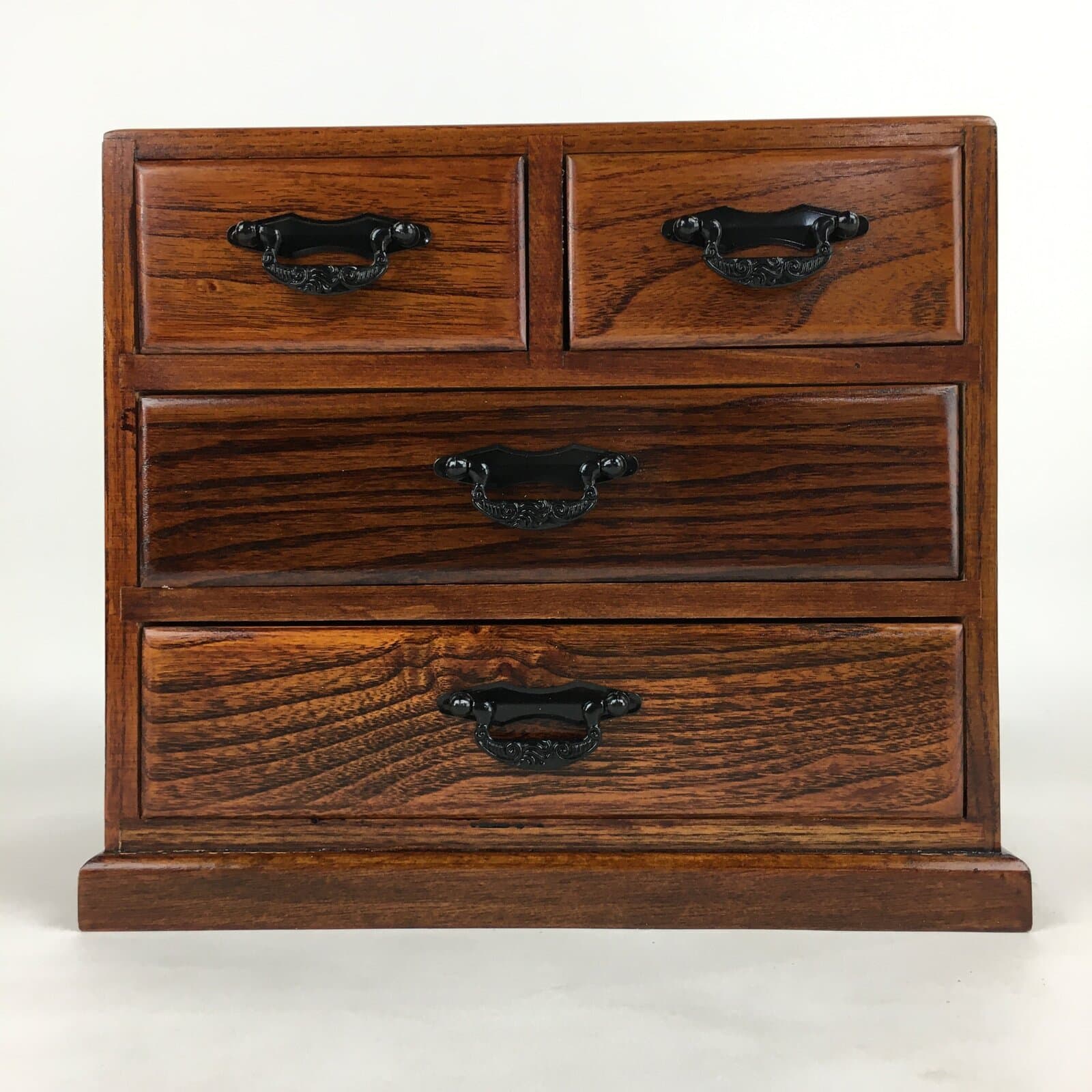 Japanese Lacquered Sewing Box Vtg Haribako Chest Tansu 4Drawers T315