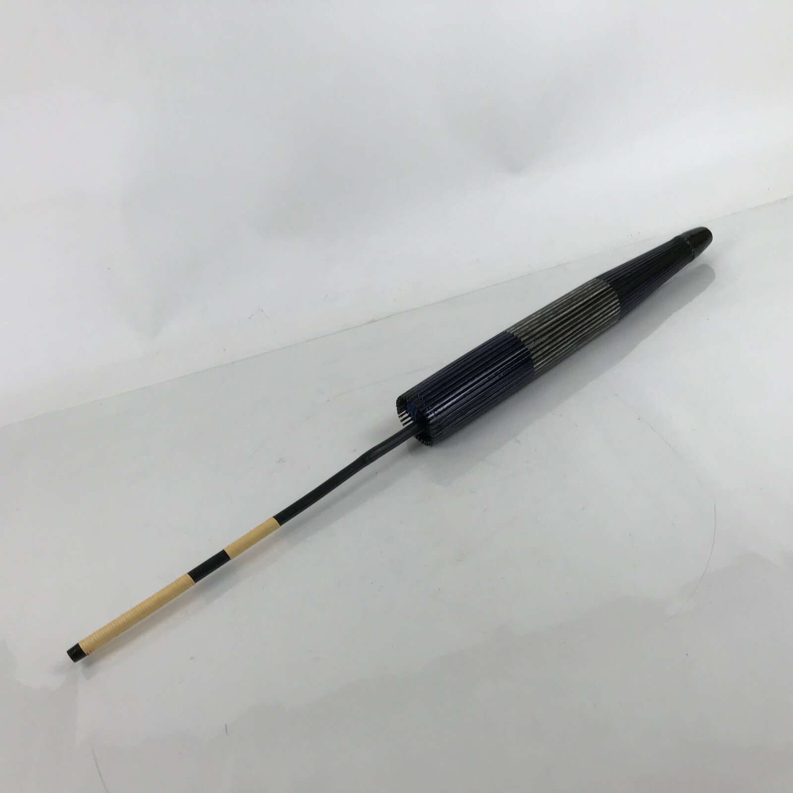 Japanese Lacquered Umbrella Parasol Vtg Wagasa Maigasa Geisha Paper Blue JK764