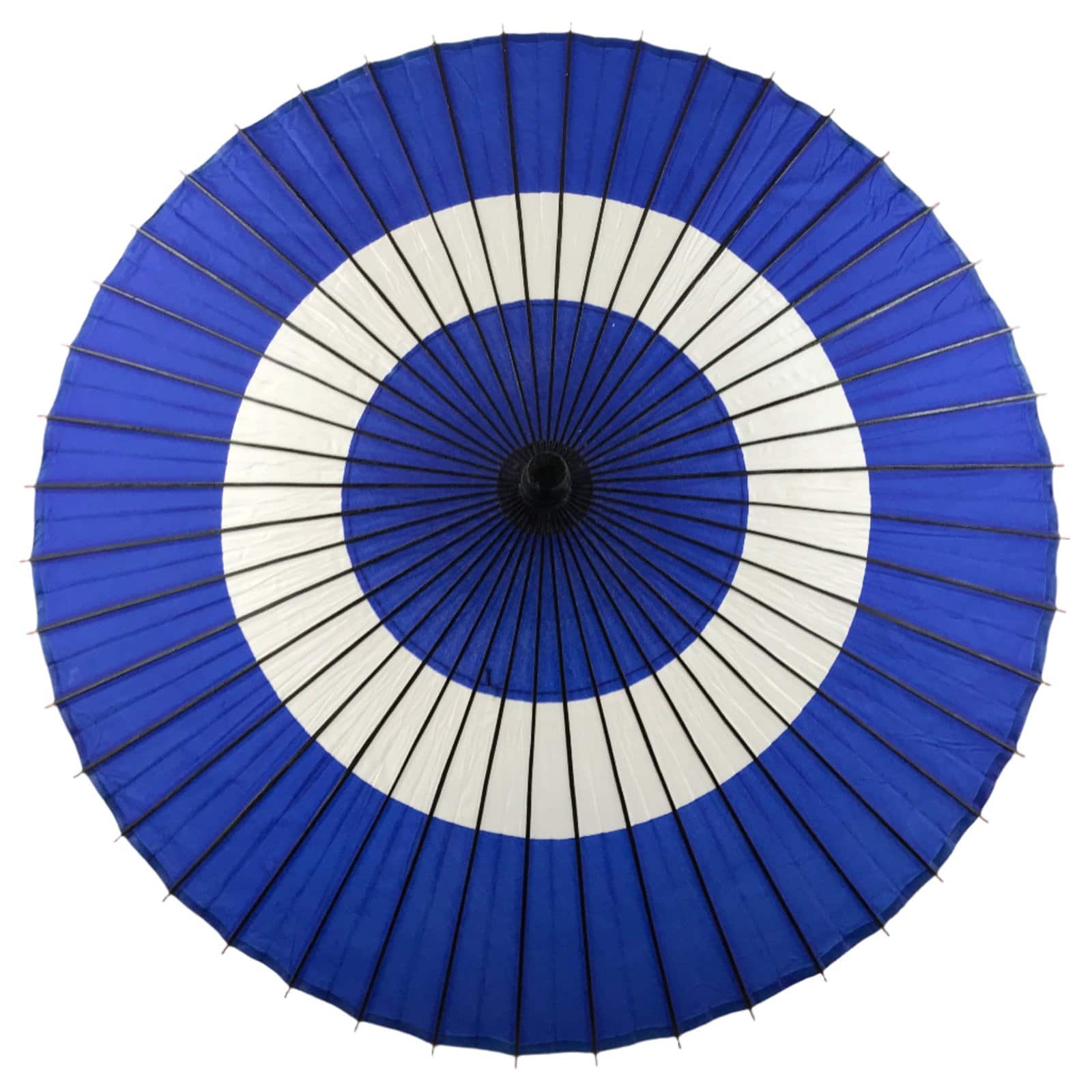 Japanese Lacquered Umbrella Parasol Vtg Wagasa Maigasa Geisha Paper Blue JK772