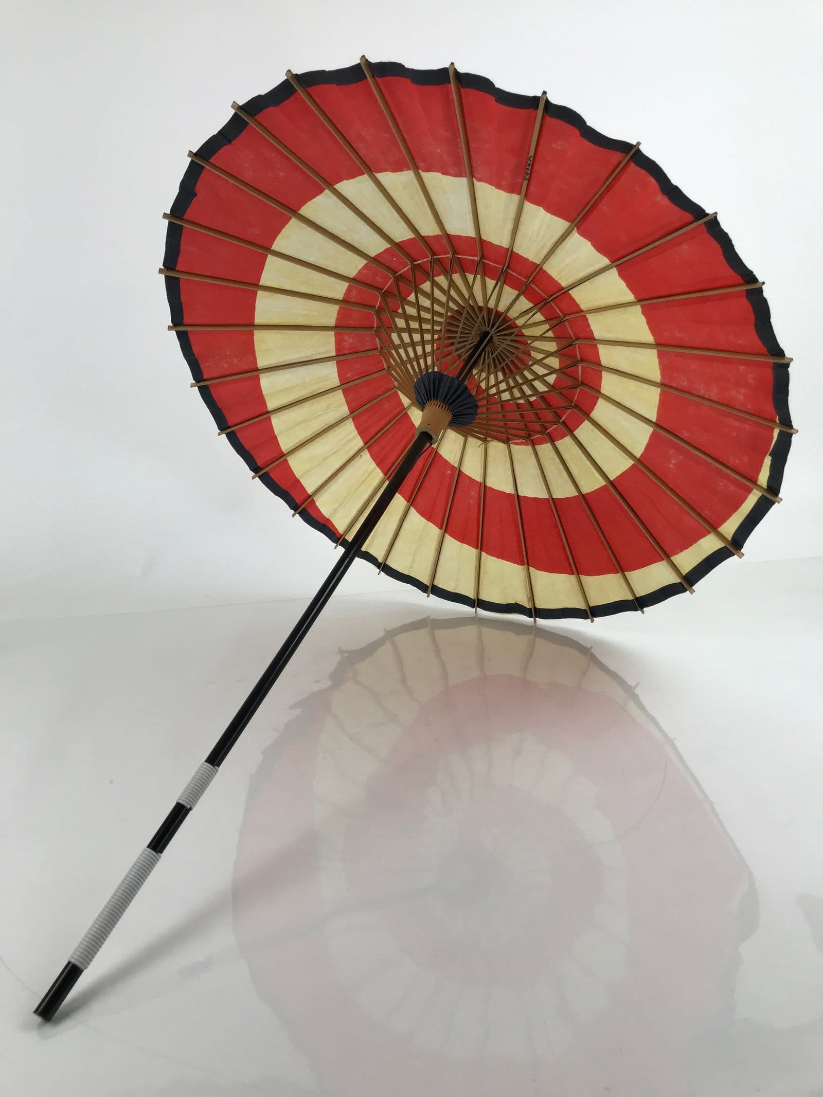 Japanese Lacquered Umbrella Parasol Vtg Wagasa Maigasa Geisha Paper Red JK746