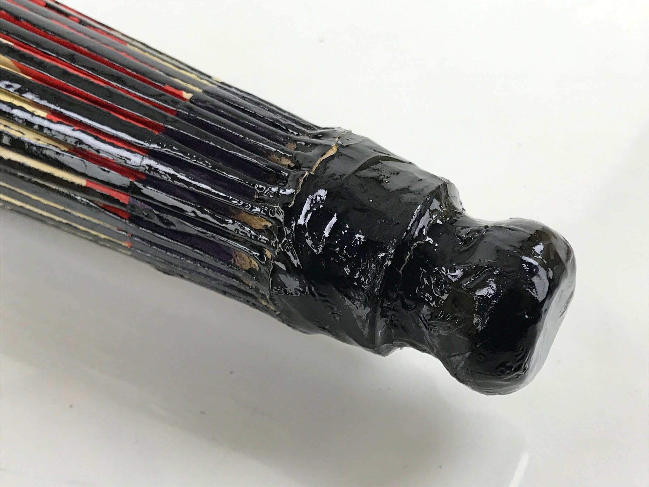 Japanese Lacquered Umbrella Parasol Vtg Wagasa Maigasa Geisha Paper Red JK746