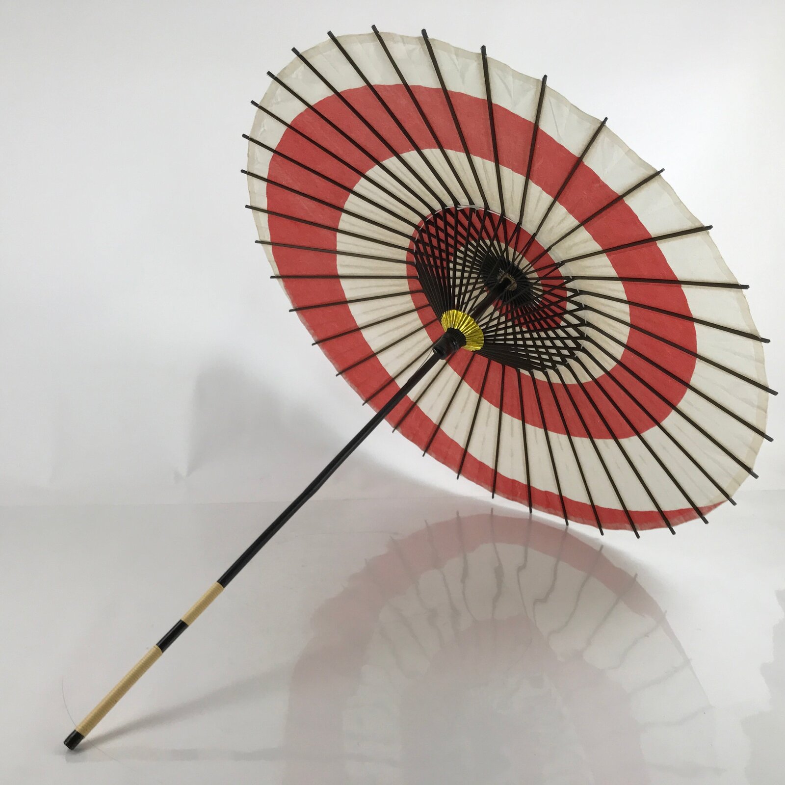 Japanese Lacquered Umbrella Parasol Vtg Wagasa Maigasa Geisha Paper Red JK765