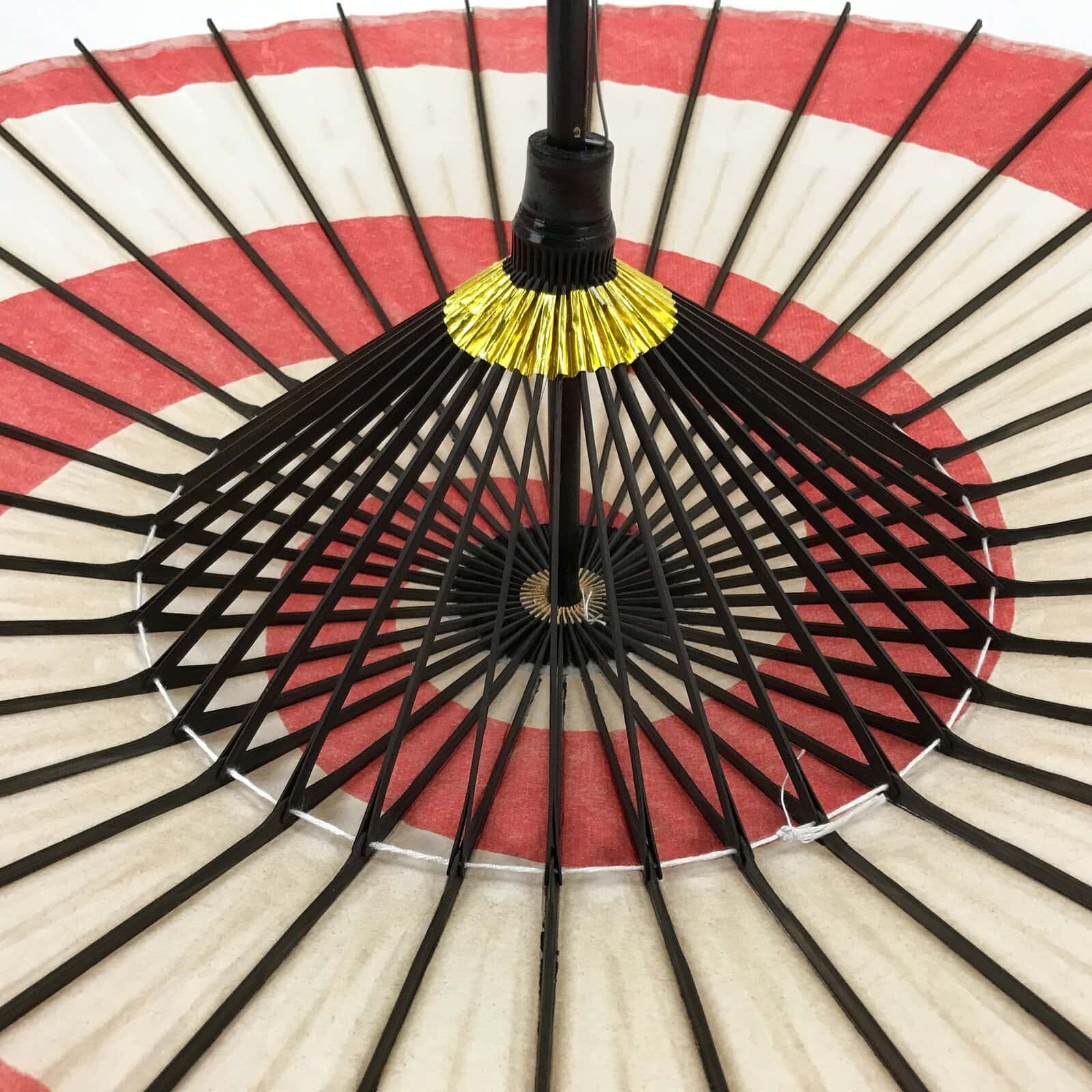 Japanese Lacquered Umbrella Parasol Vtg Wagasa Maigasa Geisha Paper Red JK765