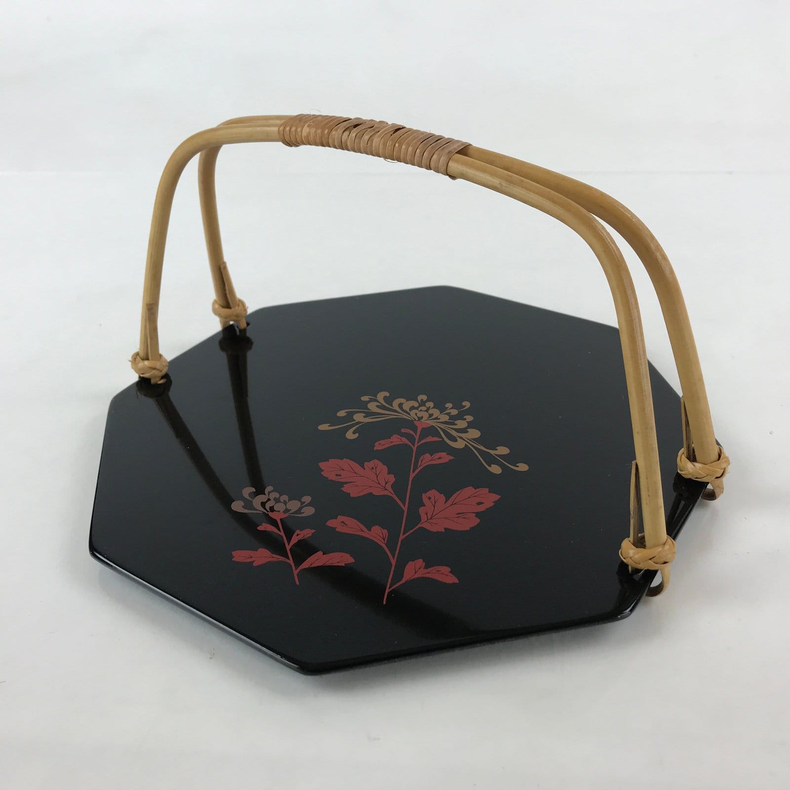 Japanese Lacquered Wajima-Nuri Kaiseki-Bon Tray Kashiki Makie Chrysanthemum PX68