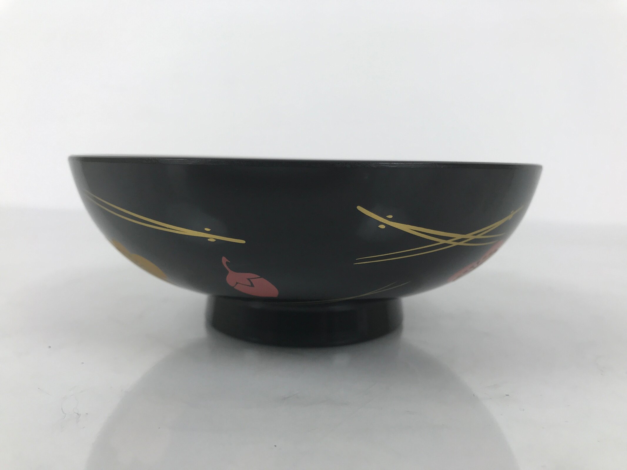 Japanese Lacquered Wood Bowl Nimonowan Vtg Makie Pine Needle Plum Blossom LB167