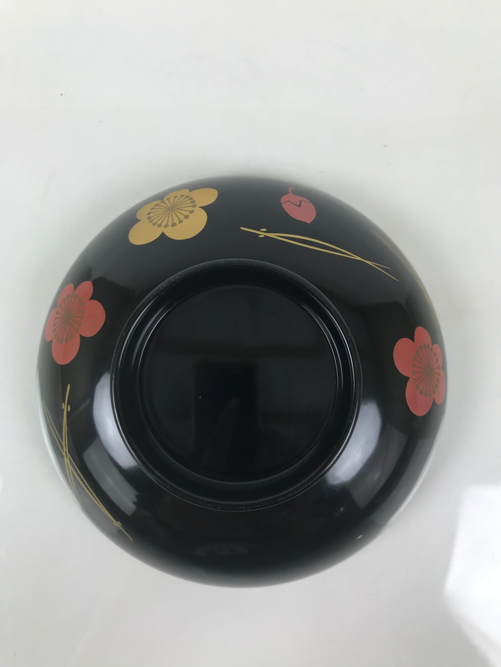 Japanese Lacquered Wood Bowl Nimonowan Vtg Makie Pine Needle Plum Blossom LB167