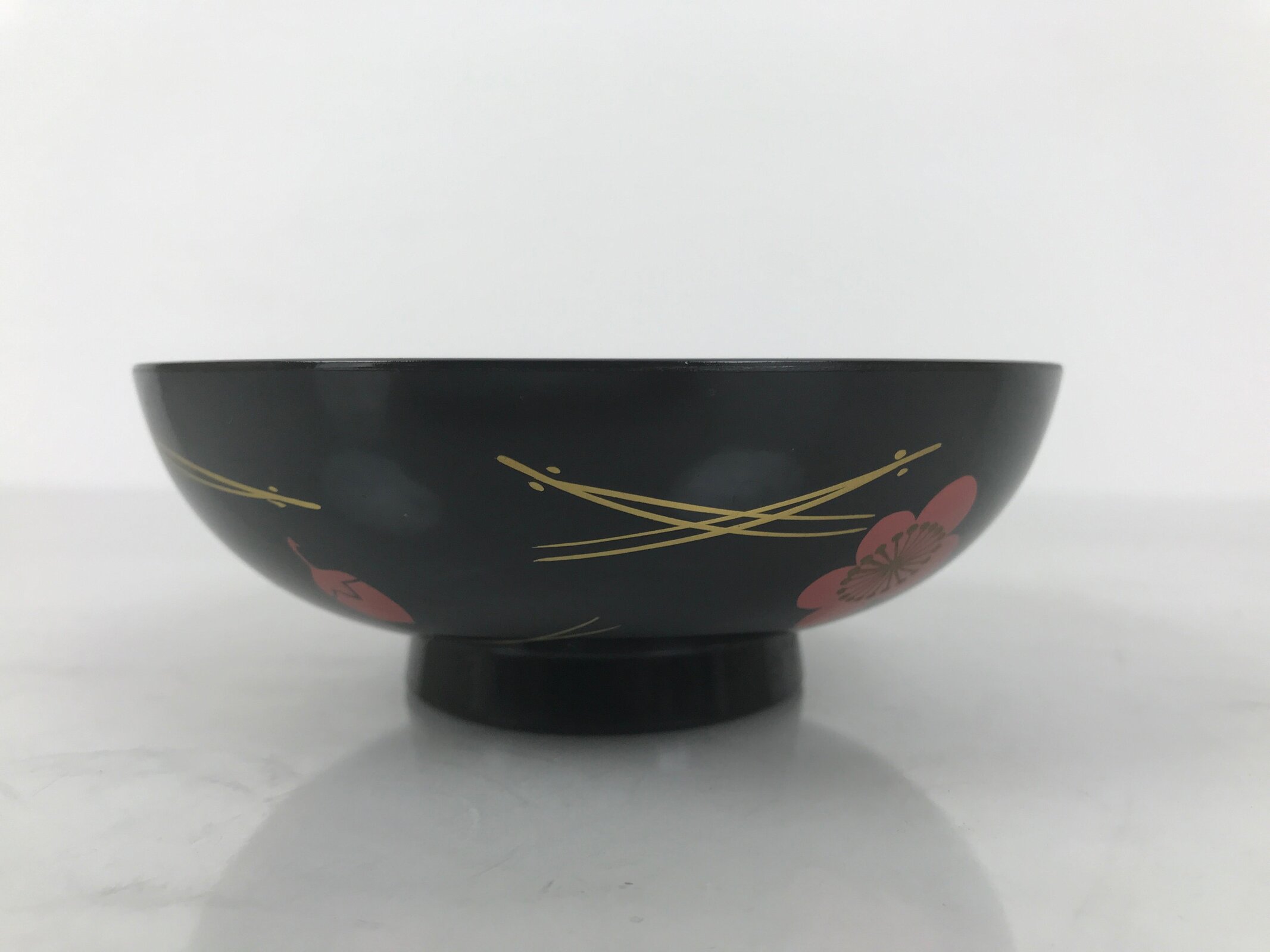 Japanese Lacquered Wood Bowl Nimonowan Vtg Makie Pine Needle Plum Blossom LB169