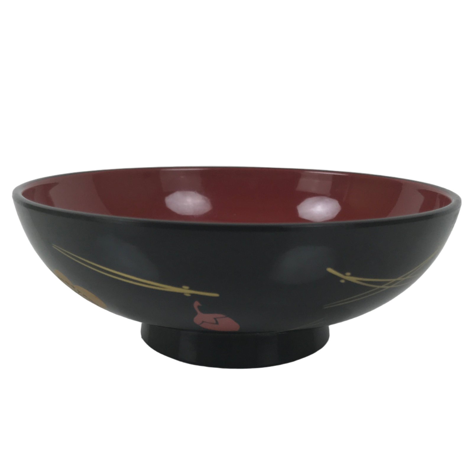 Japanese Lacquered Wood Bowl Nimonowan Vtg Makie Pine Needle Plum Blossom LB170