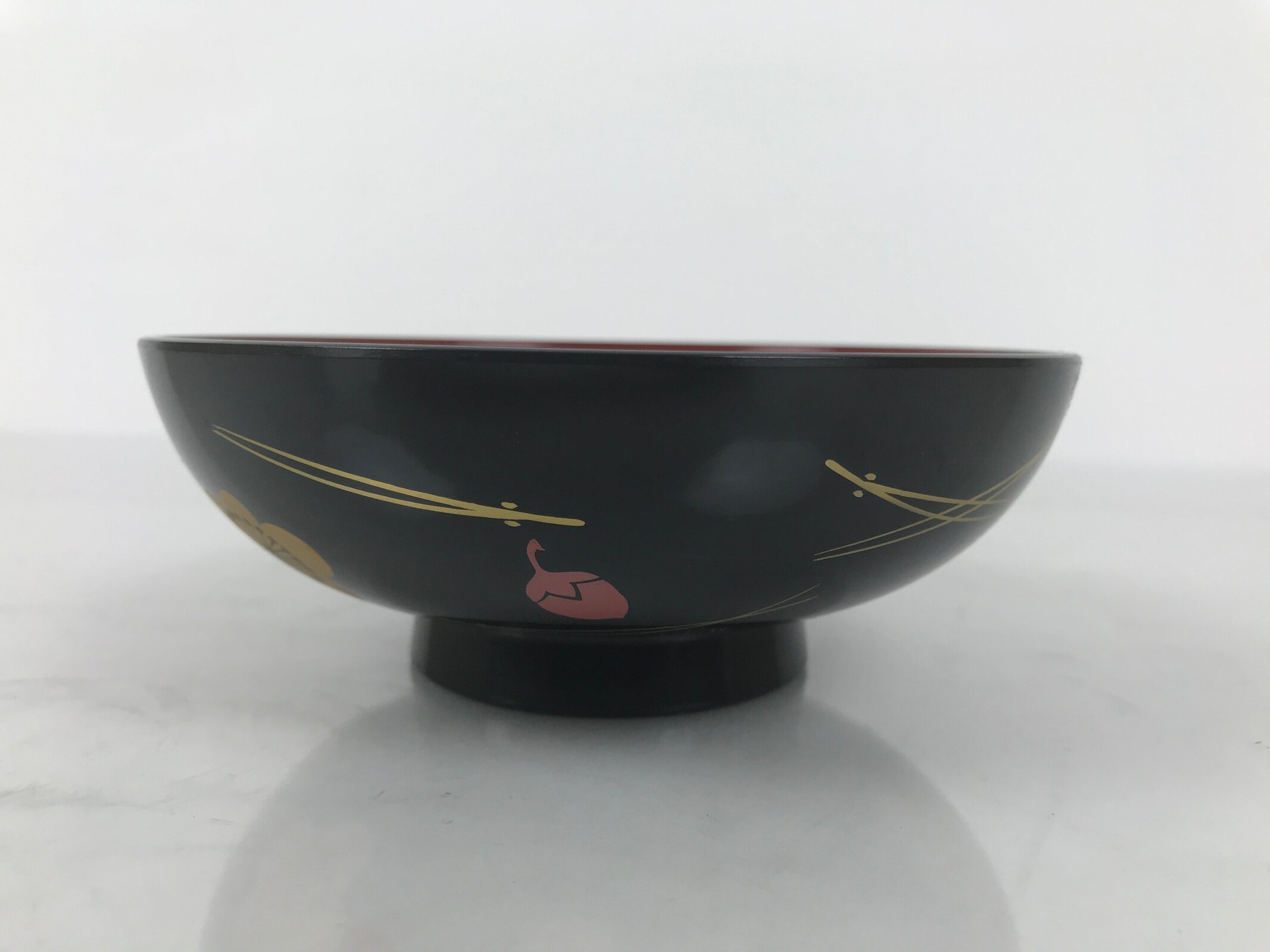 Japanese Lacquered Wood Bowl Nimonowan Vtg Makie Pine Needle Plum Blossom LB170