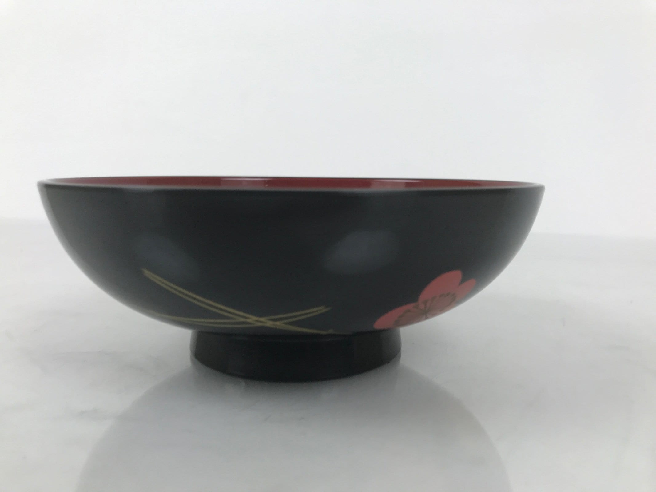Japanese Lacquered Wood Bowl Nimonowan Vtg Makie Pine Needle Plum Blossom LB170