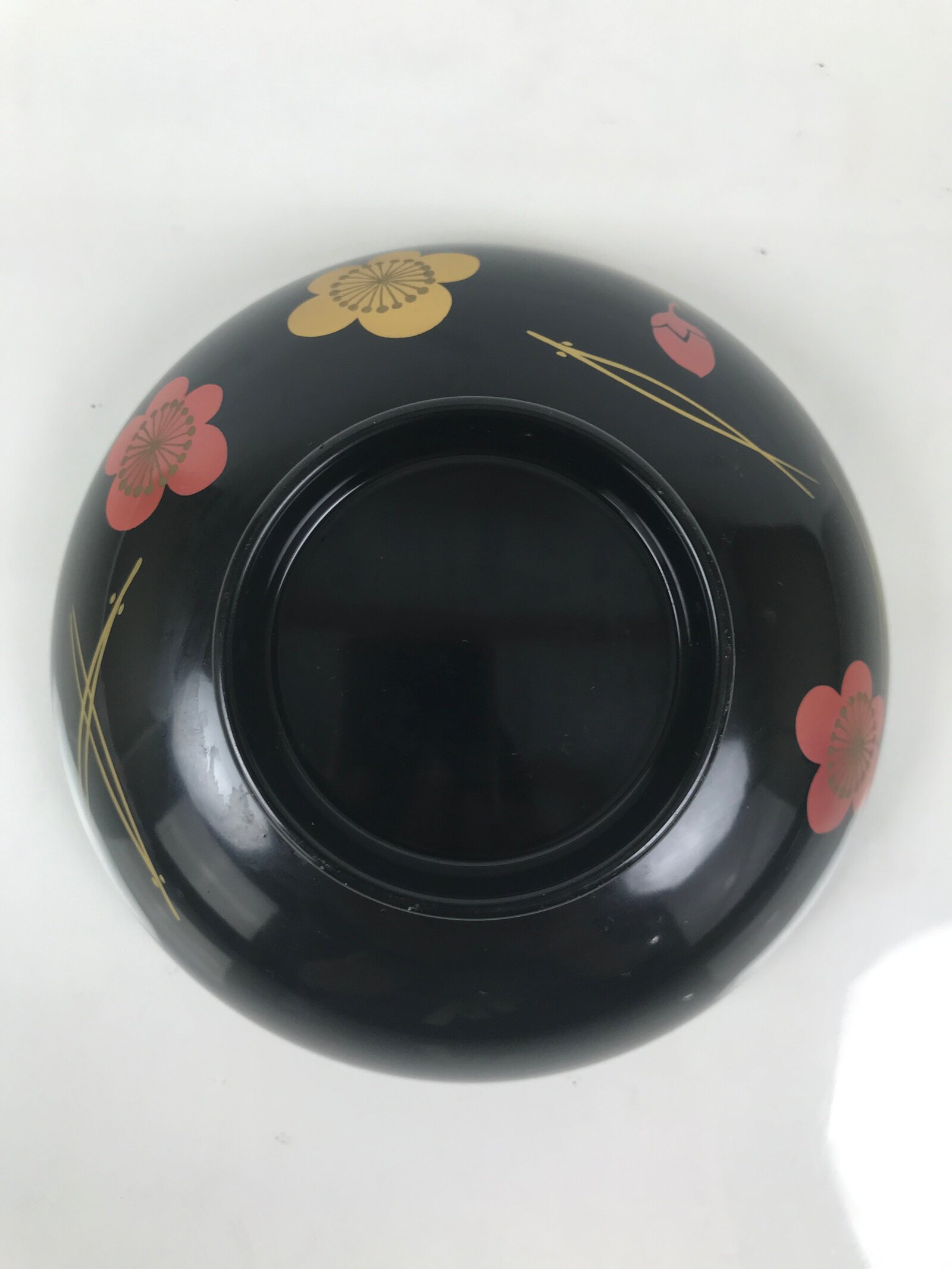 Japanese Lacquered Wood Bowl Nimonowan Vtg Makie Pine Needle Plum Blossom LB170