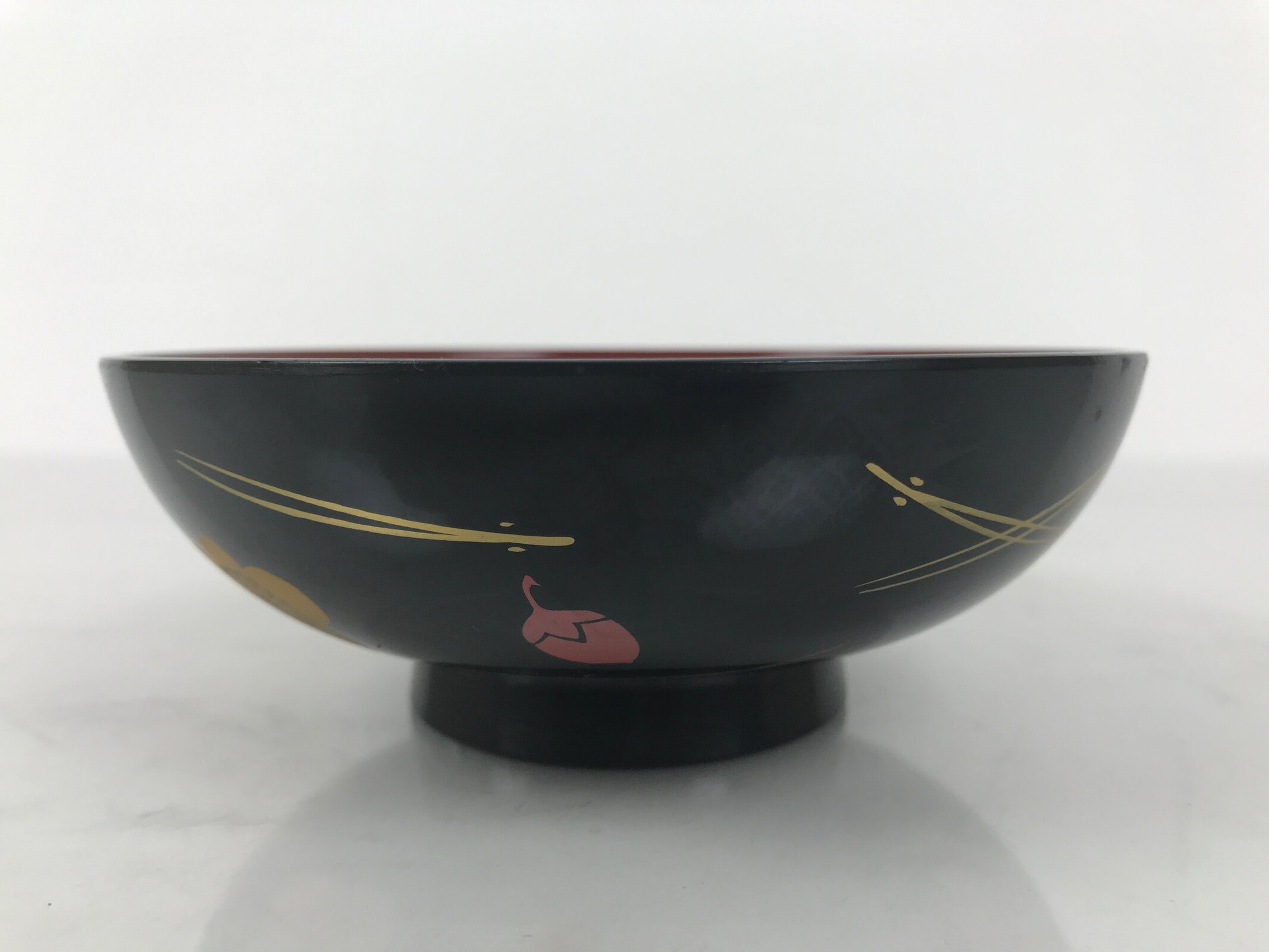 Japanese Lacquered Wood Bowl Nimonowan Vtg Makie Pine Needle Plum Blossom LB171