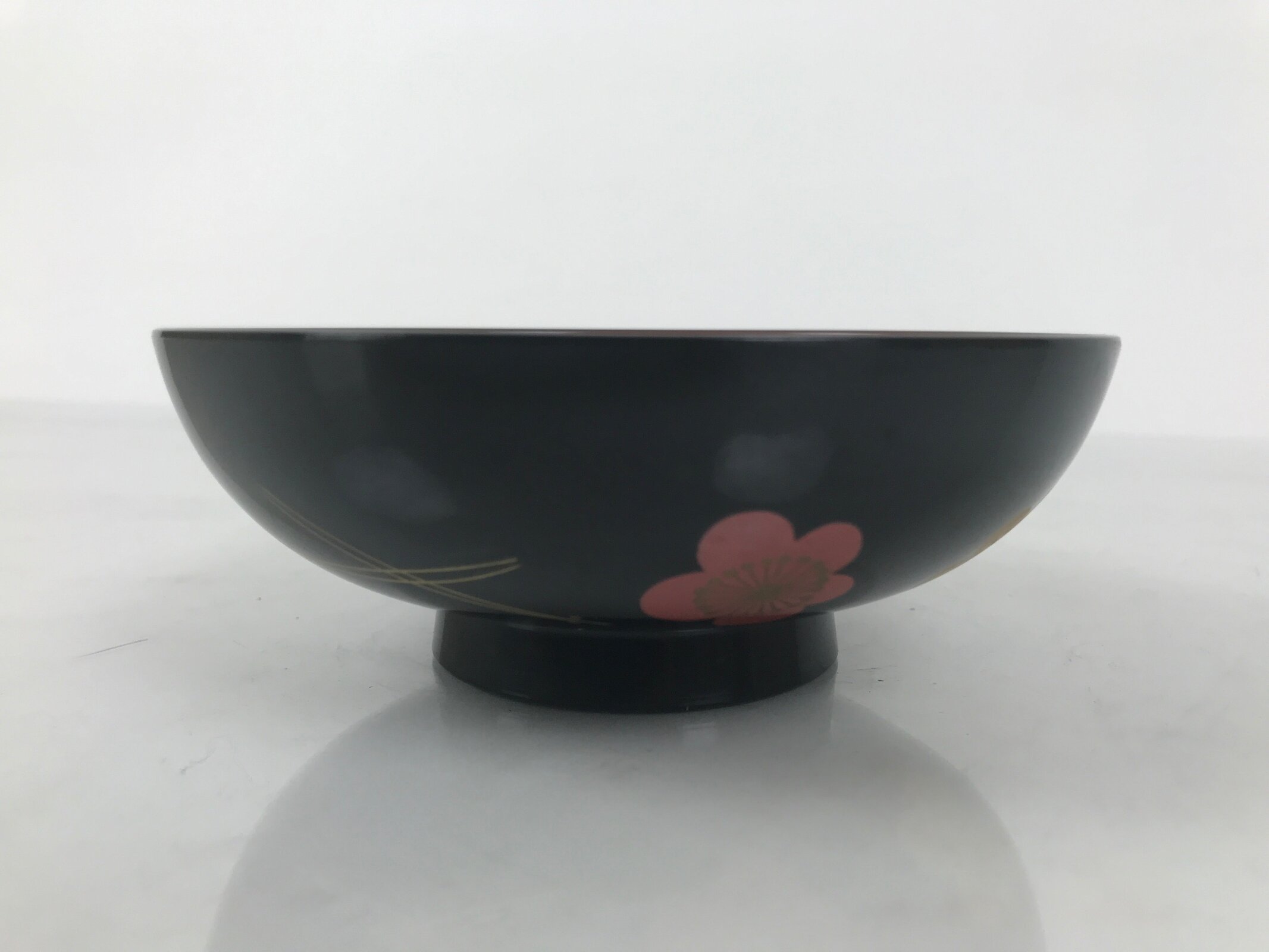 Japanese Lacquered Wood Bowl Nimonowan Vtg Makie Pine Needle Plum Blossom LB171