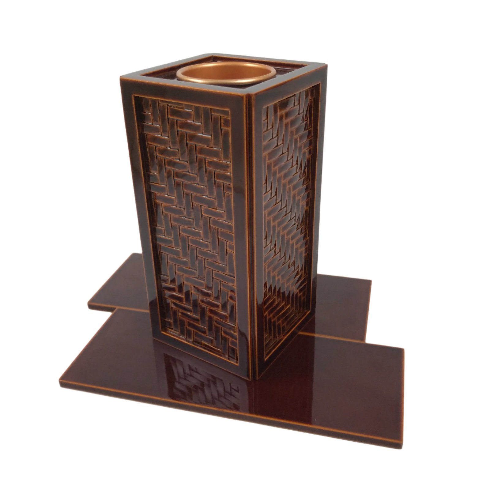 Japanese Lacquered Wood Flower Vase Vtg Kabin Ikebana Arrangement Shunkei LWB126