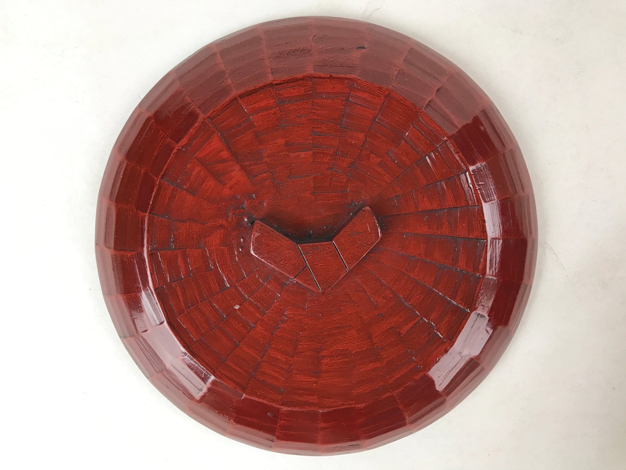 Japanese Lacquered Wood Kamakurabori Ohitsu Rice Container Vtg Paddle Red LWB84