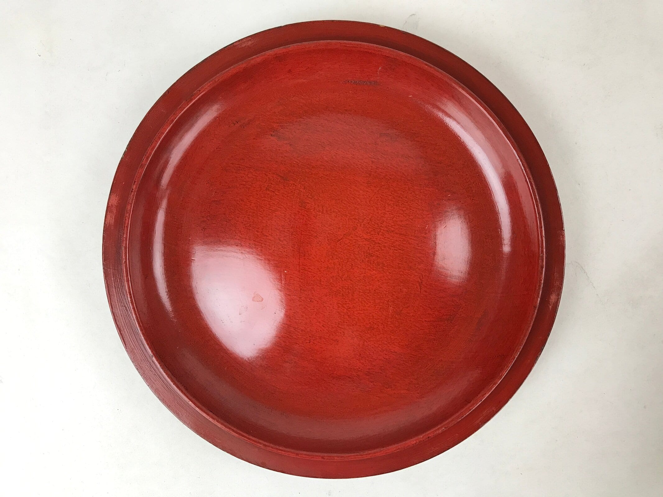 Japanese Lacquered Wood Kamakurabori Ohitsu Rice Container Vtg Paddle Red LWB84