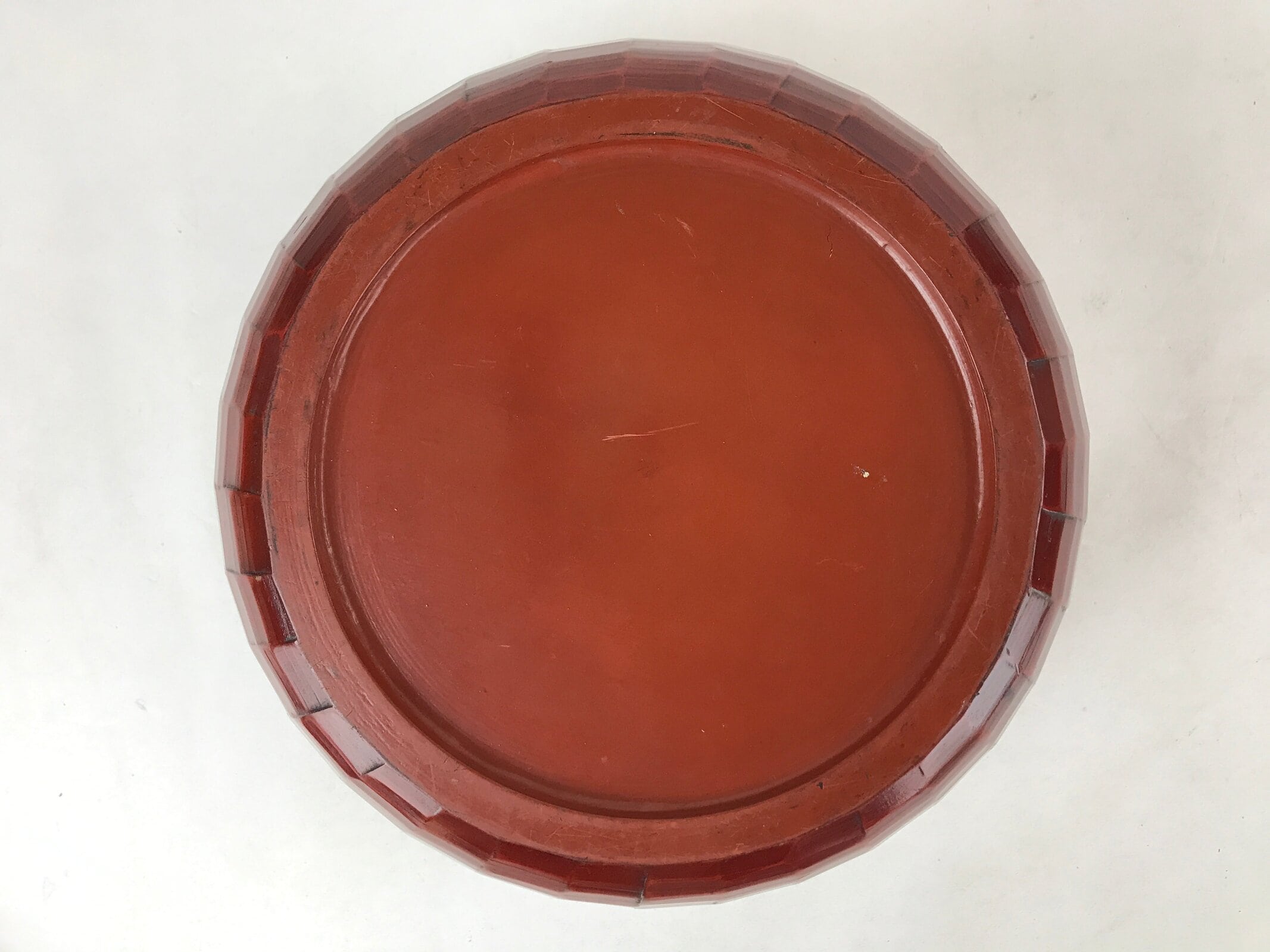 Japanese Lacquered Wood Kamakurabori Ohitsu Rice Container Vtg Paddle Red LWB84