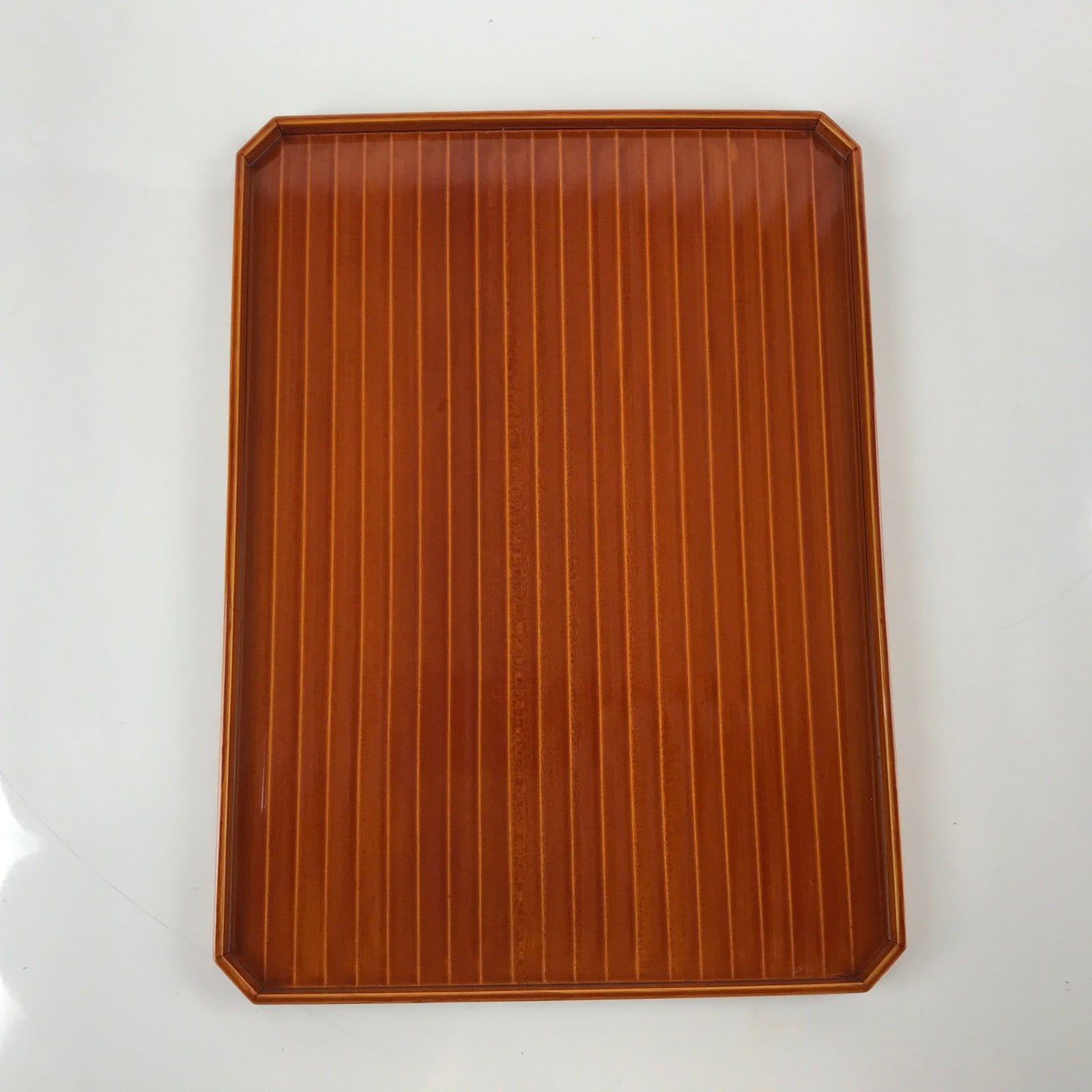 Japanese Lacquered Wood Serving Tray Vtg Hida Shunkei Obon Rectangle Brown L170
