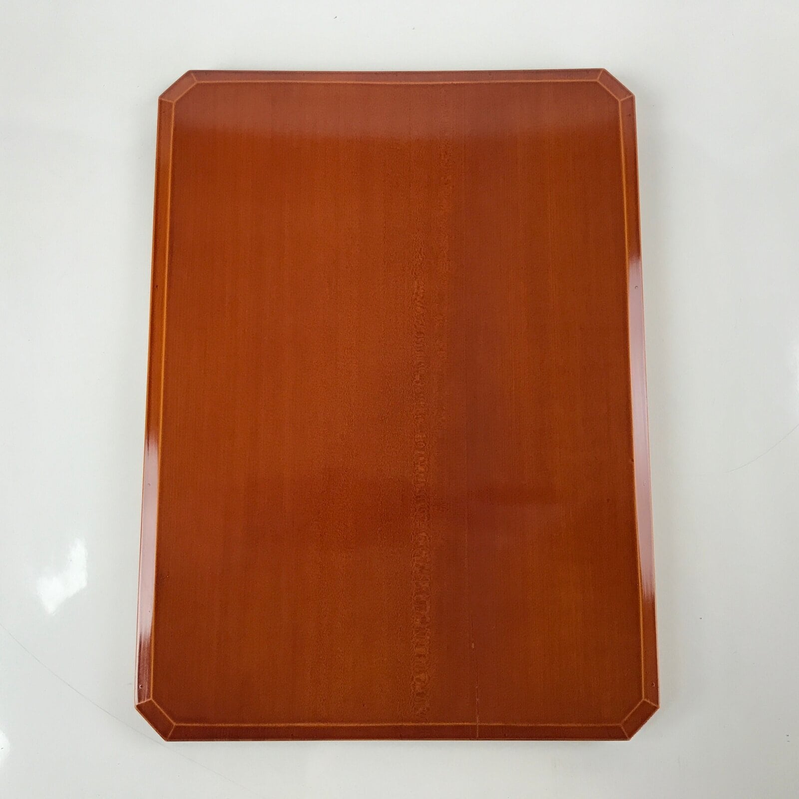 Japanese Lacquered Wood Serving Tray Vtg Hida Shunkei Obon Rectangle Brown L170