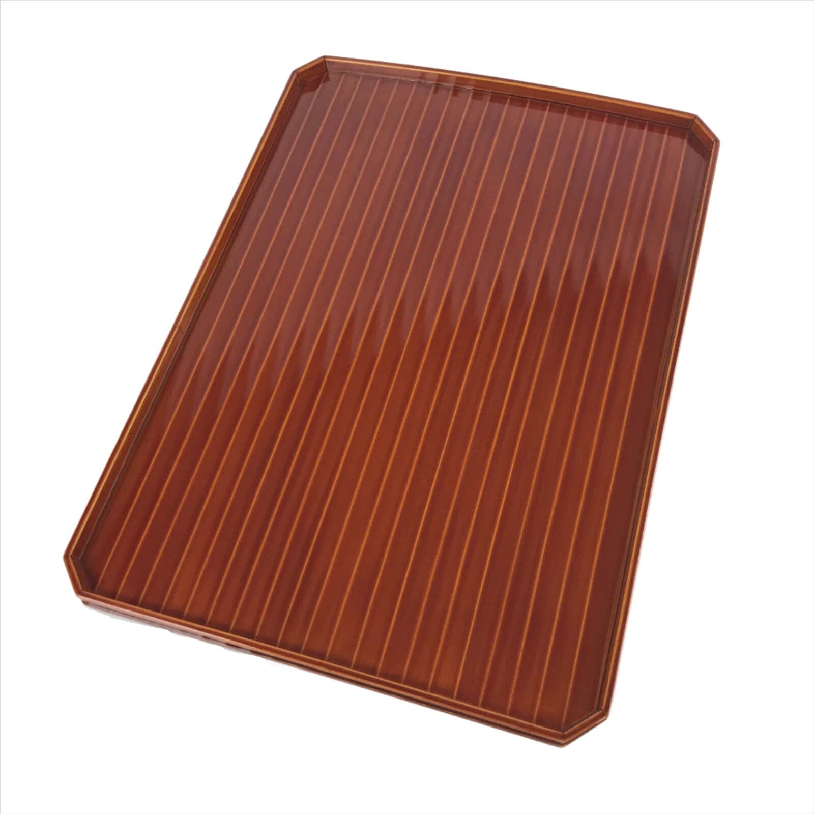 Japanese Lacquered Wood Serving Tray Vtg Hida Shunkei Obon Rectangle Brown L171