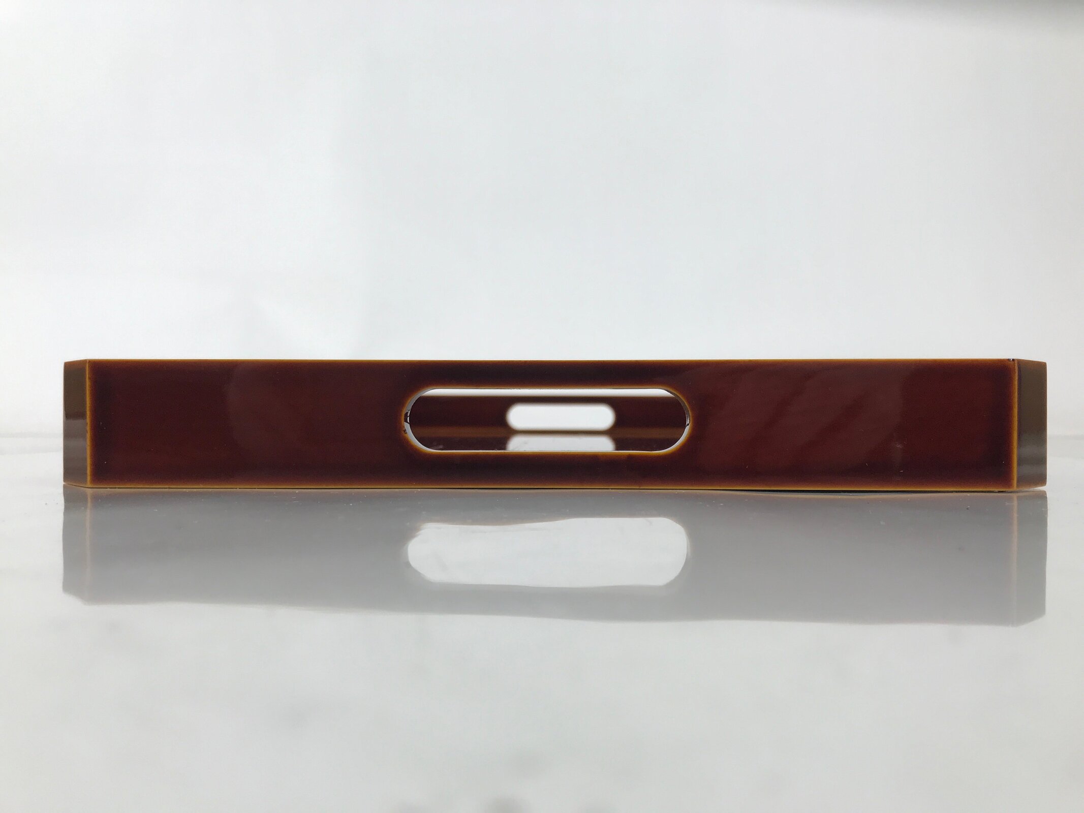 Japanese Lacquered Wood Serving Tray Vtg Hida Shunkei Rectangle Brown LWB138