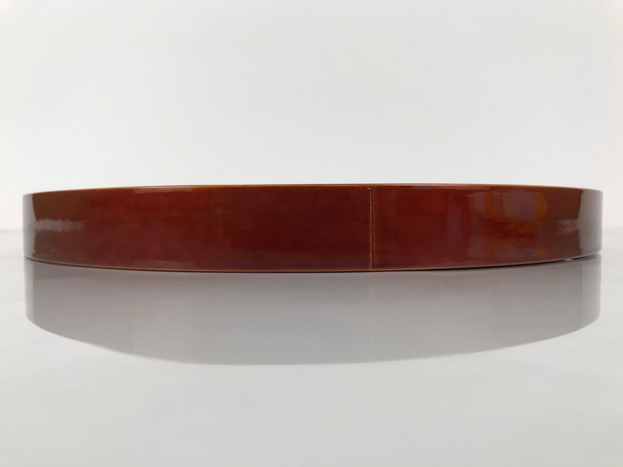 Japanese Lacquered Wood Serving Tray Vtg Hida Shunkei Round Brown Grain L550