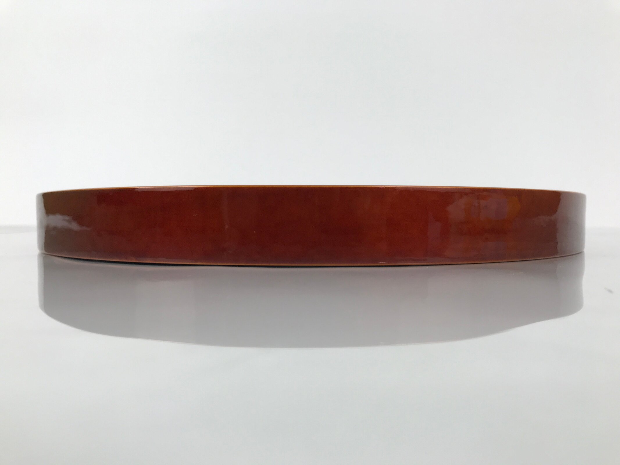 Japanese Lacquered Wood Serving Tray Vtg Hida Shunkei Round Brown Grain L550