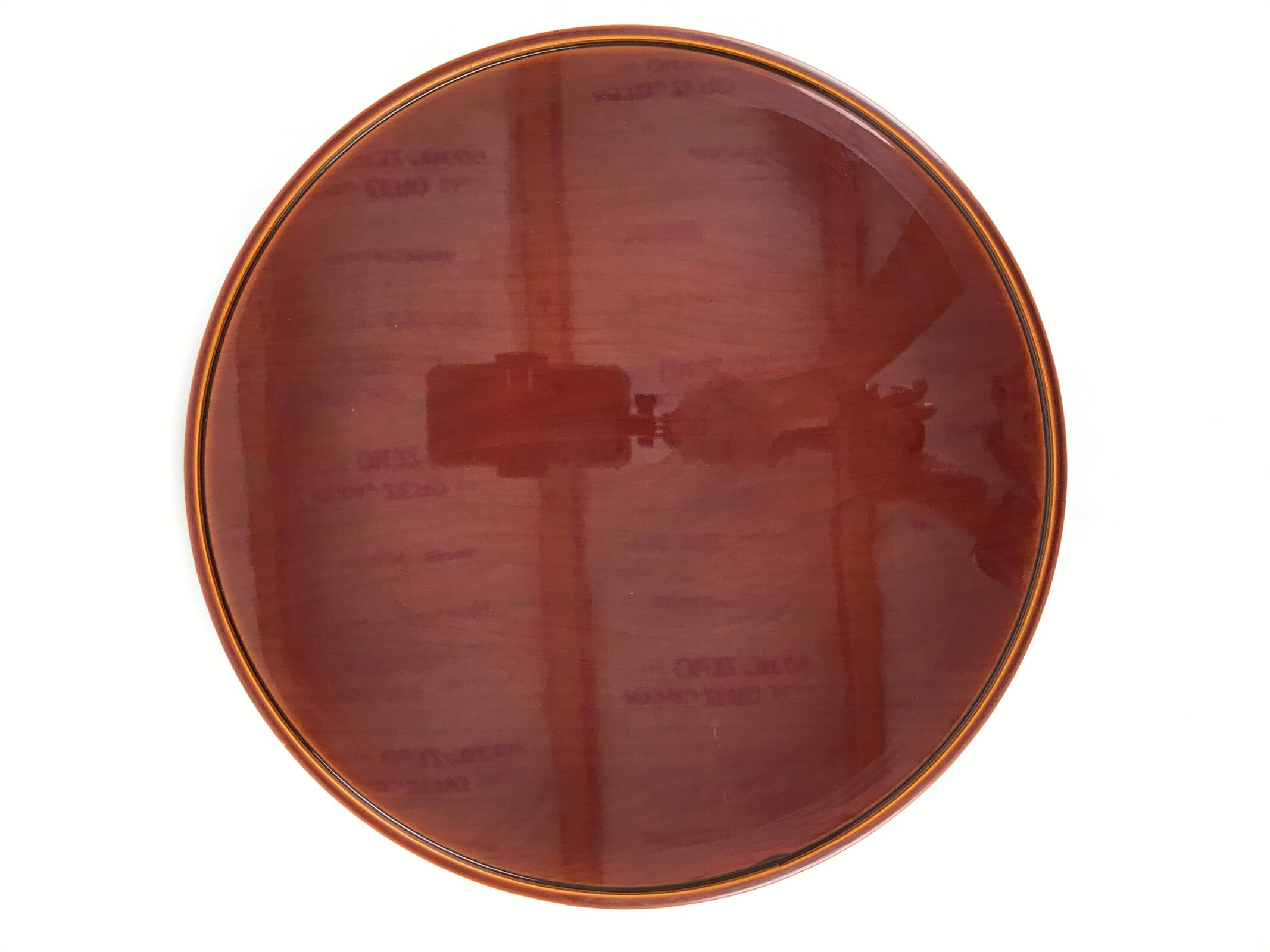 Japanese Lacquered Wood Serving Tray Vtg Hida Shunkei Round Brown Grain L550