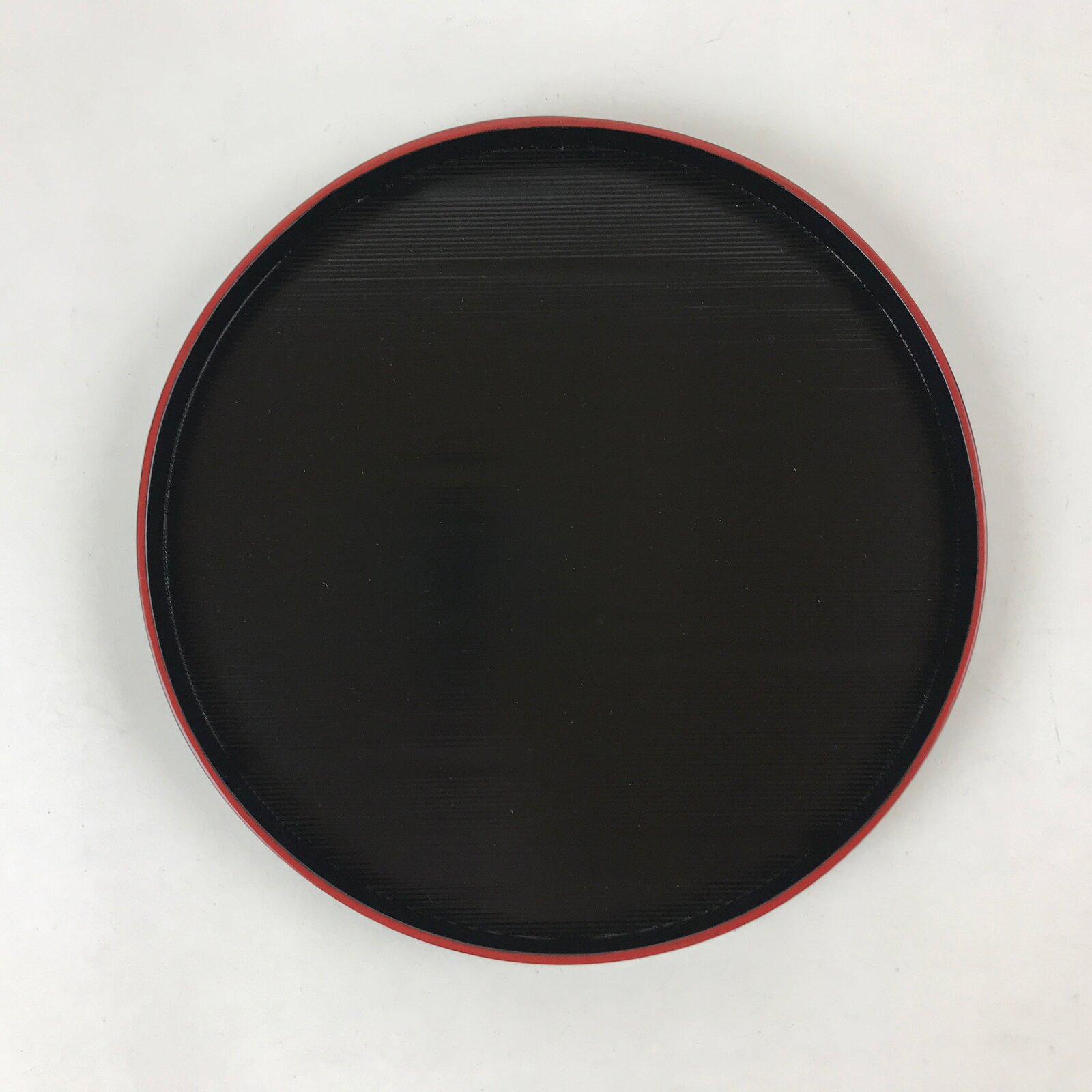 Japanese Lacquered Wood Serving Tray Vtg Round Black Obon Party Tray LWB73