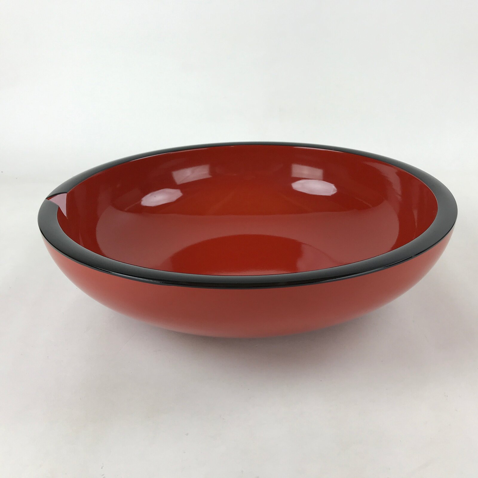 Japanese Lacquered Wooden Big Bowl Vtg Red Black Kashiki Snack Round LWB80