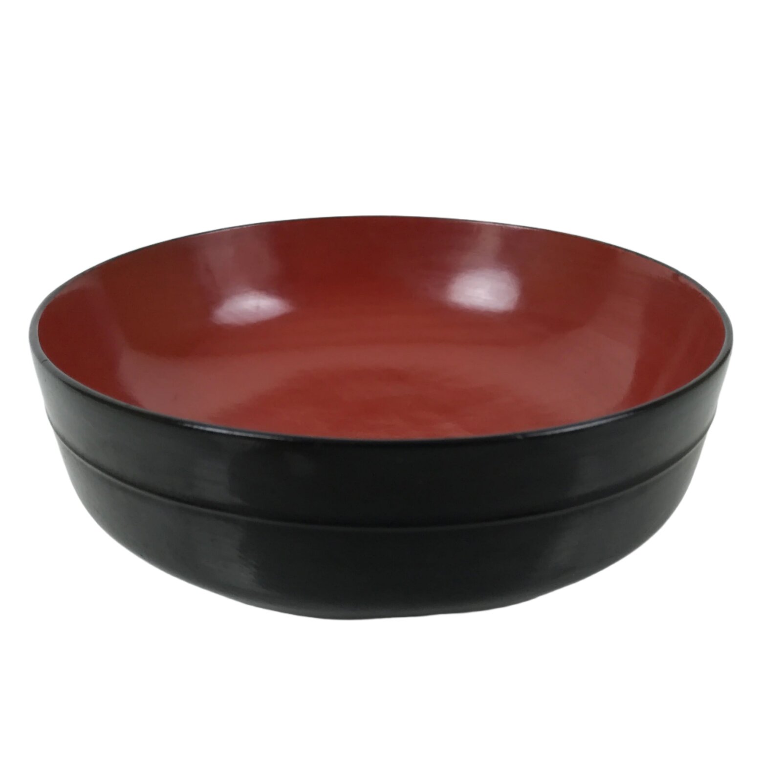 Japanese Lacquered Wooden Bowl Nimonowan Vtg Red Black Owan Wan Shallow LB134