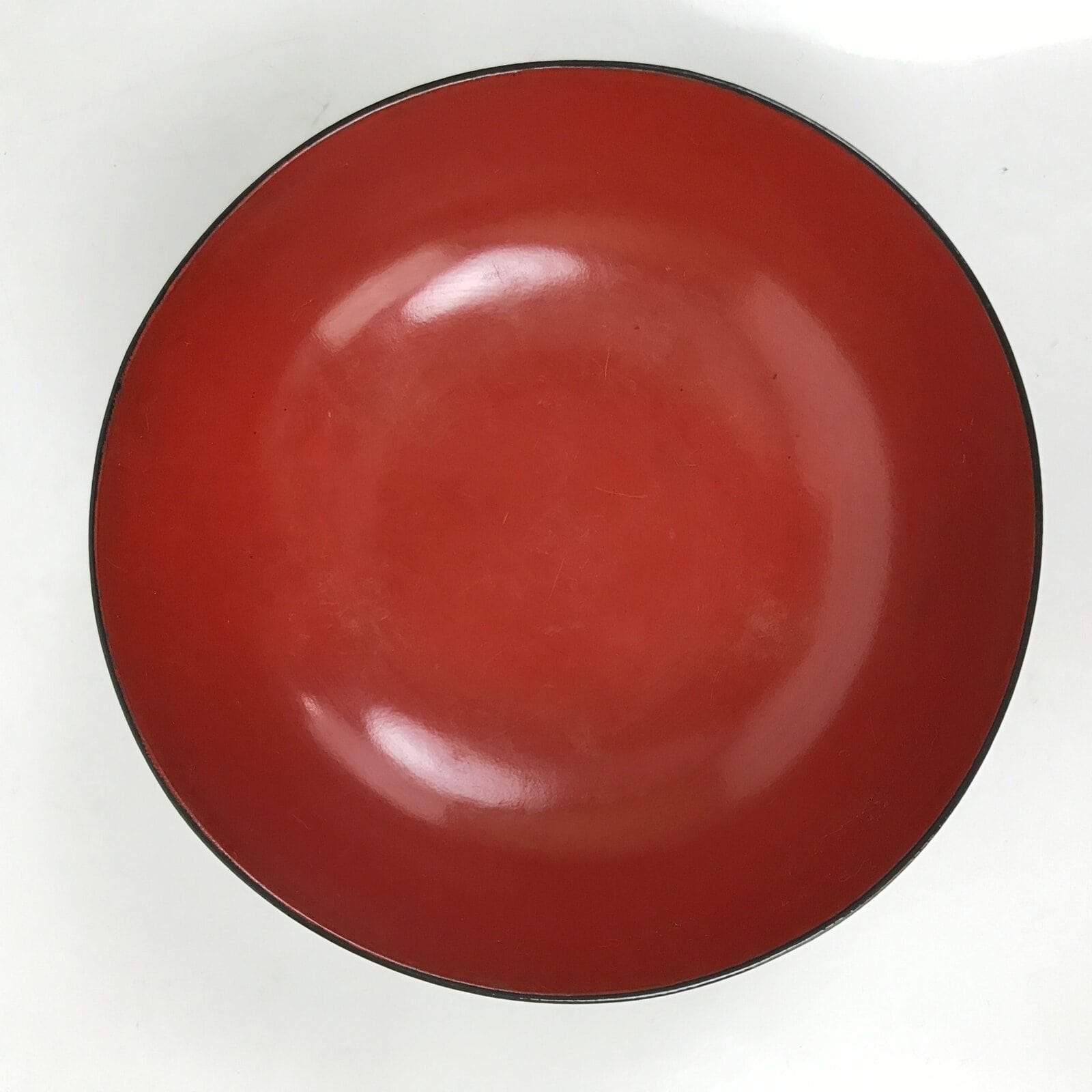 Japanese Lacquered Wooden Bowl Nimonowan Vtg Red Black Owan Wan Shallow LB136