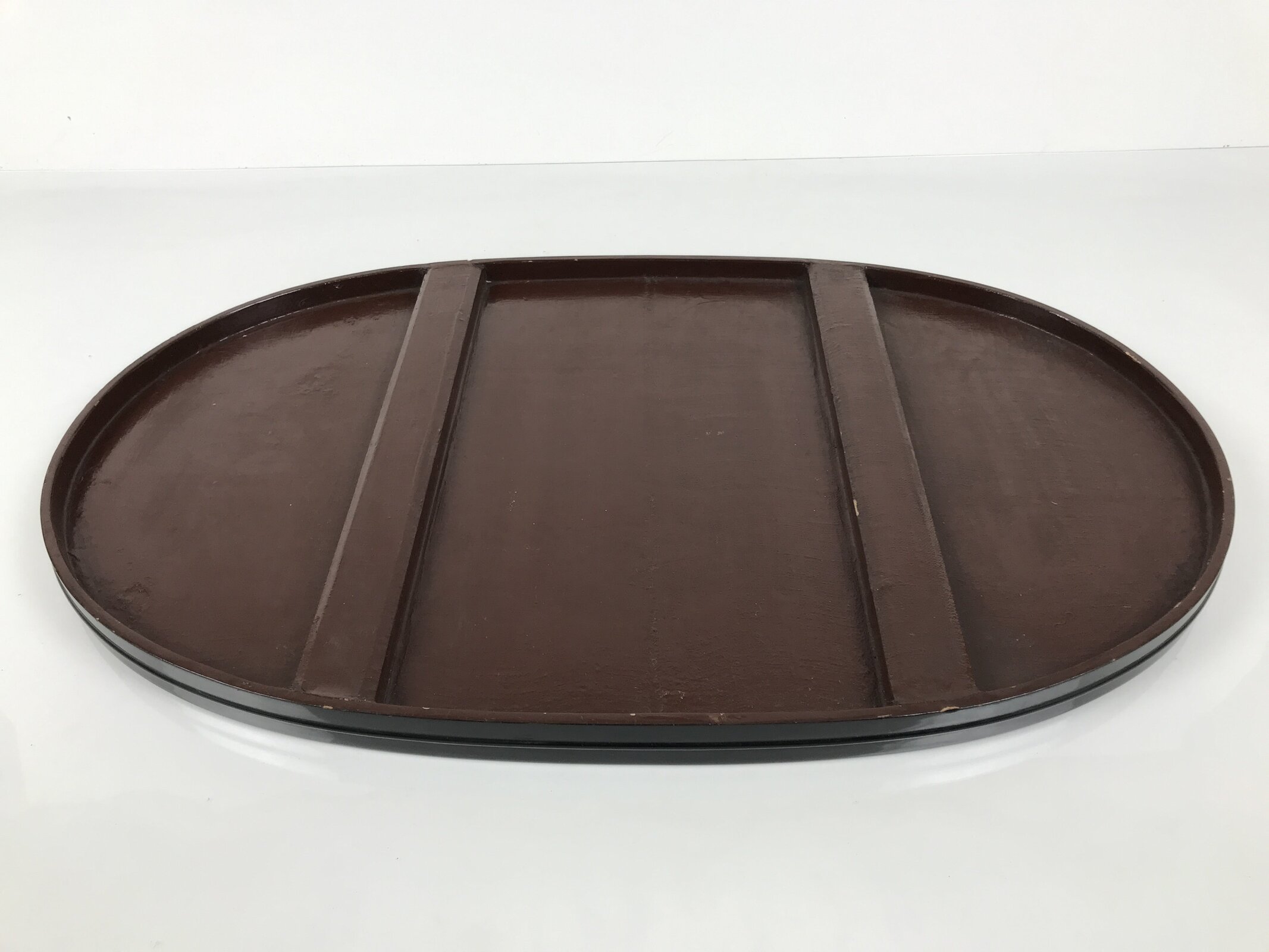 Japanese Lacquered Wooden Flower Vase Stand Vtg Oval Kadai Ikebana Bonsai WT588