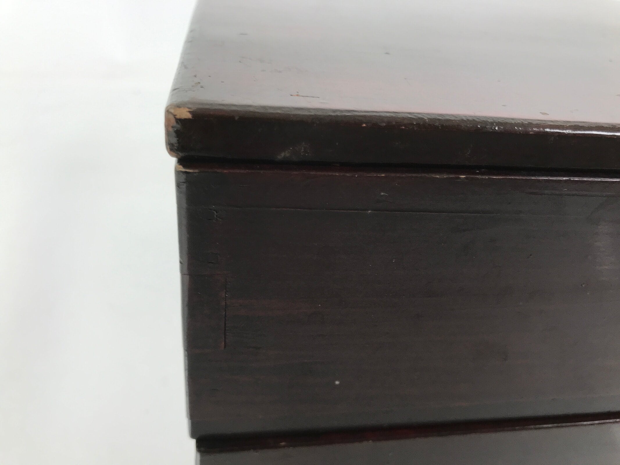 Japanese Lacquered Wooden Jubako Storage Box Vtg Lid Two Tier Bento Brown FB90