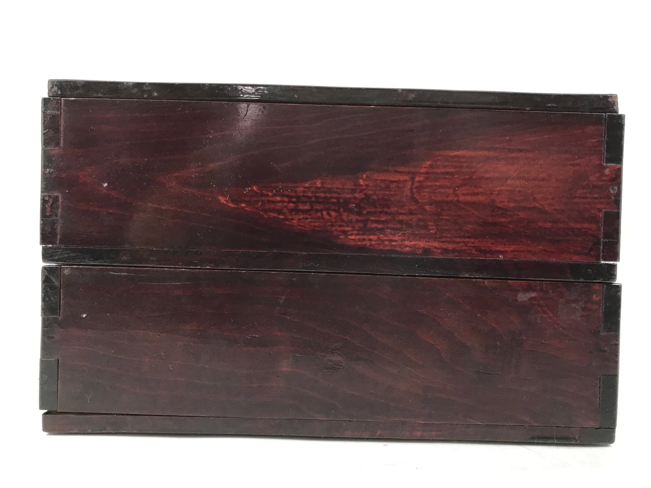 Japanese Lacquered Wooden Jubako Storage Box Vtg Lid Two Tier Bento Brown FB90