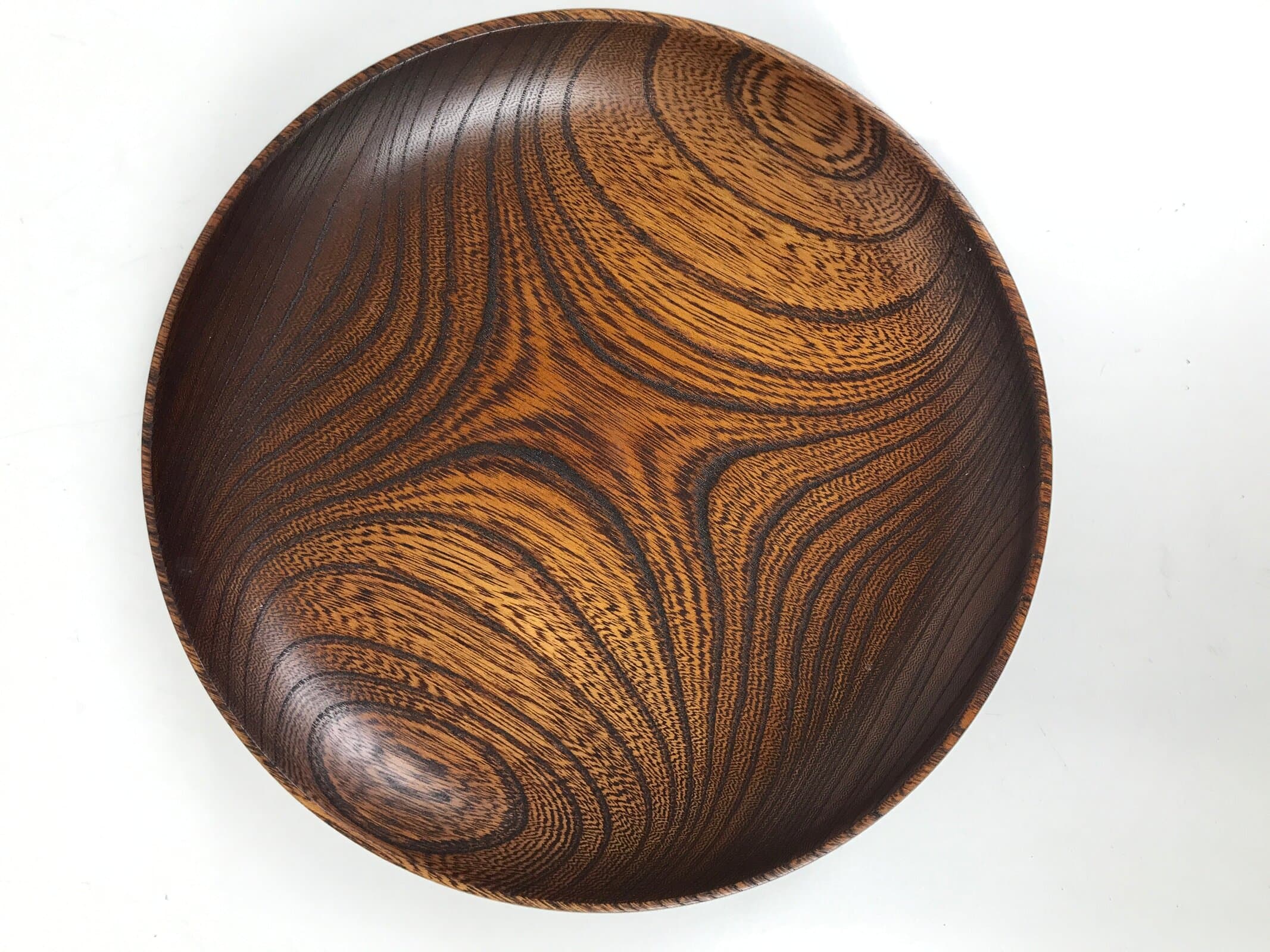 Japanese Lacquered Wooden Kashiki Snack Bowl Vtg Kashibachi Brown Grain L515