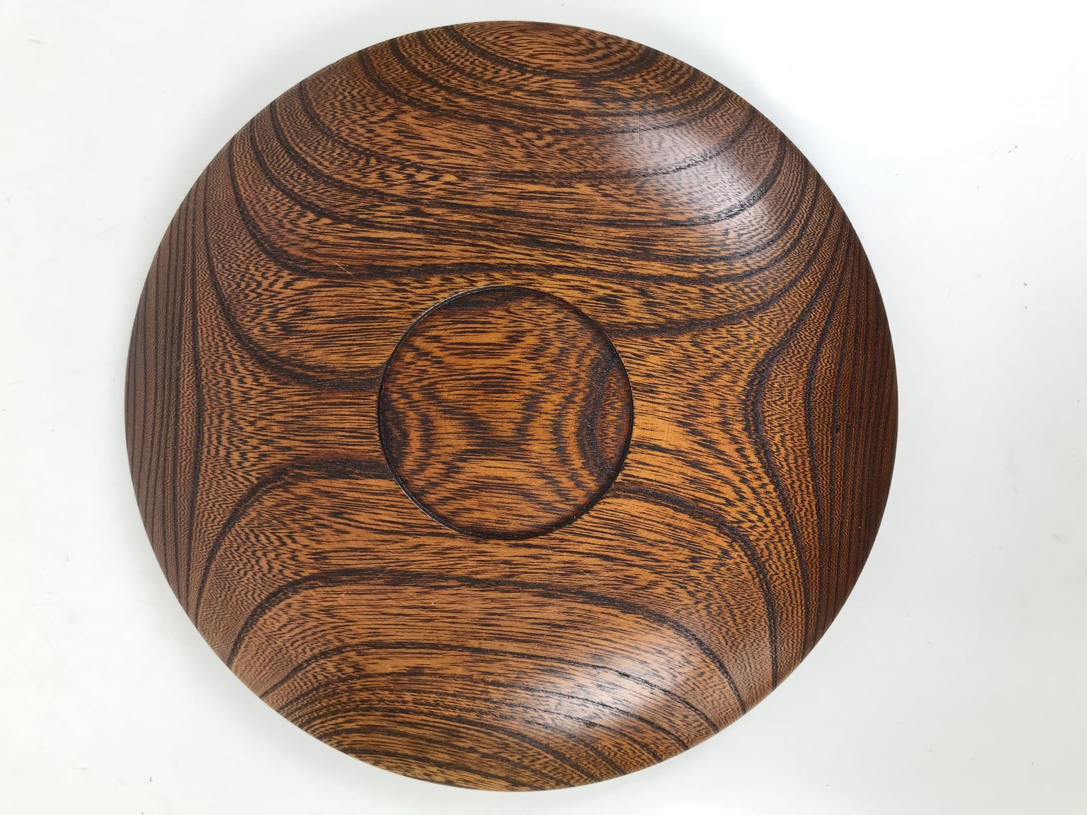 Japanese Lacquered Wooden Kashiki Snack Bowl Vtg Kashibachi Brown Grain L515