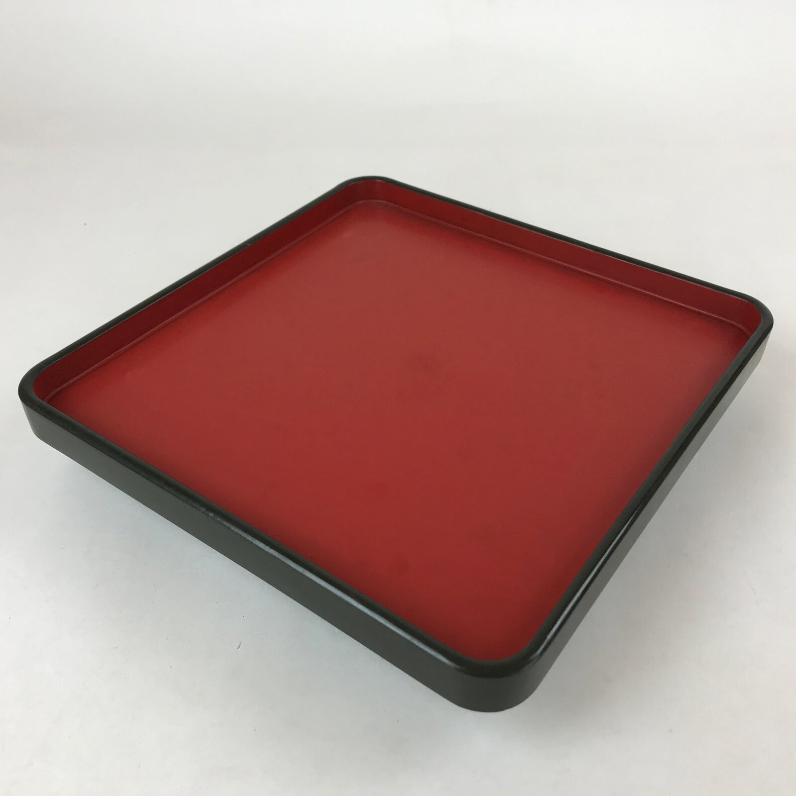 Japanese Lacquered Wooden Legged Tray Table Vtg Square Ozen Black Red L112