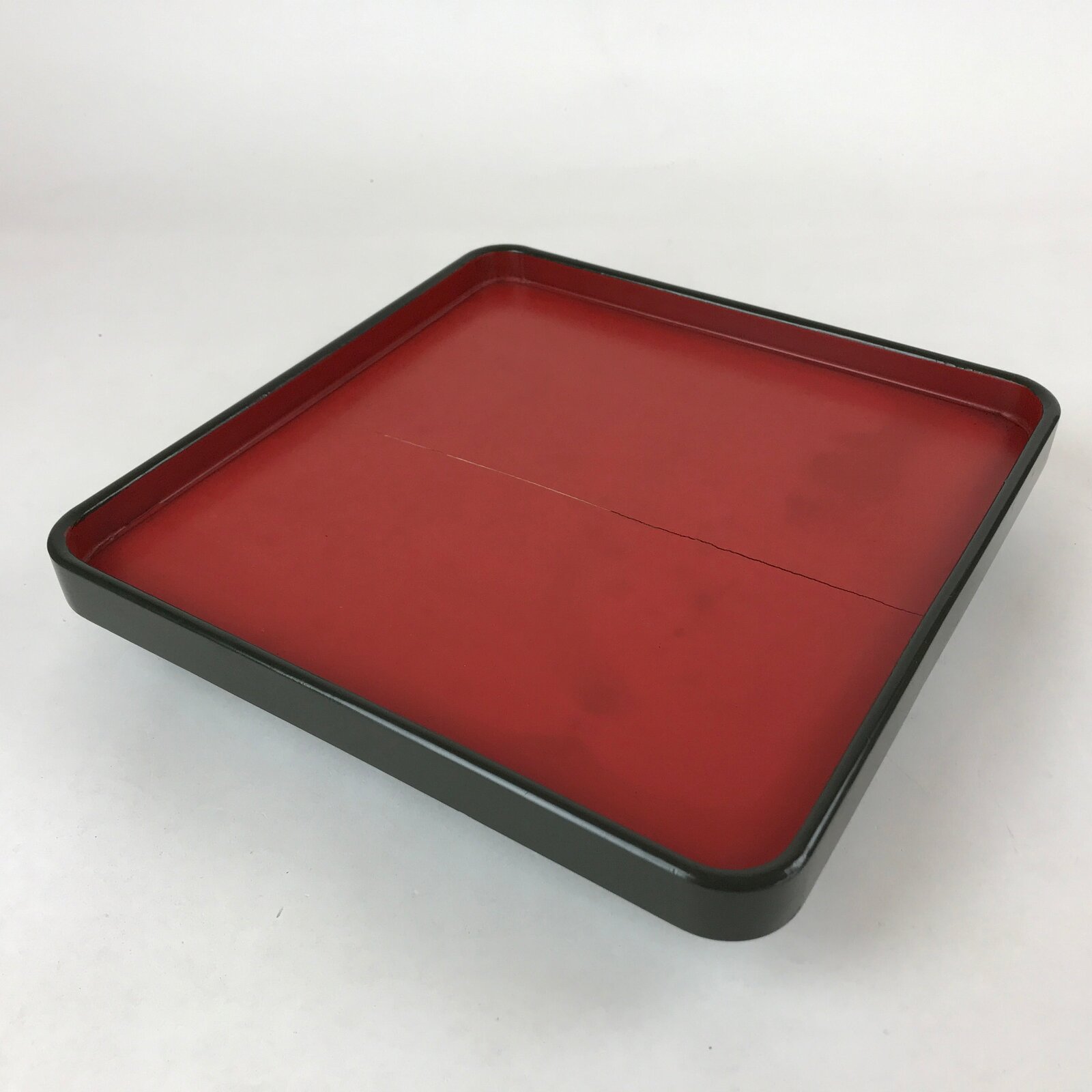 Japanese Lacquered Wooden Legged Tray Table Vtg Square Ozen Black Red L113