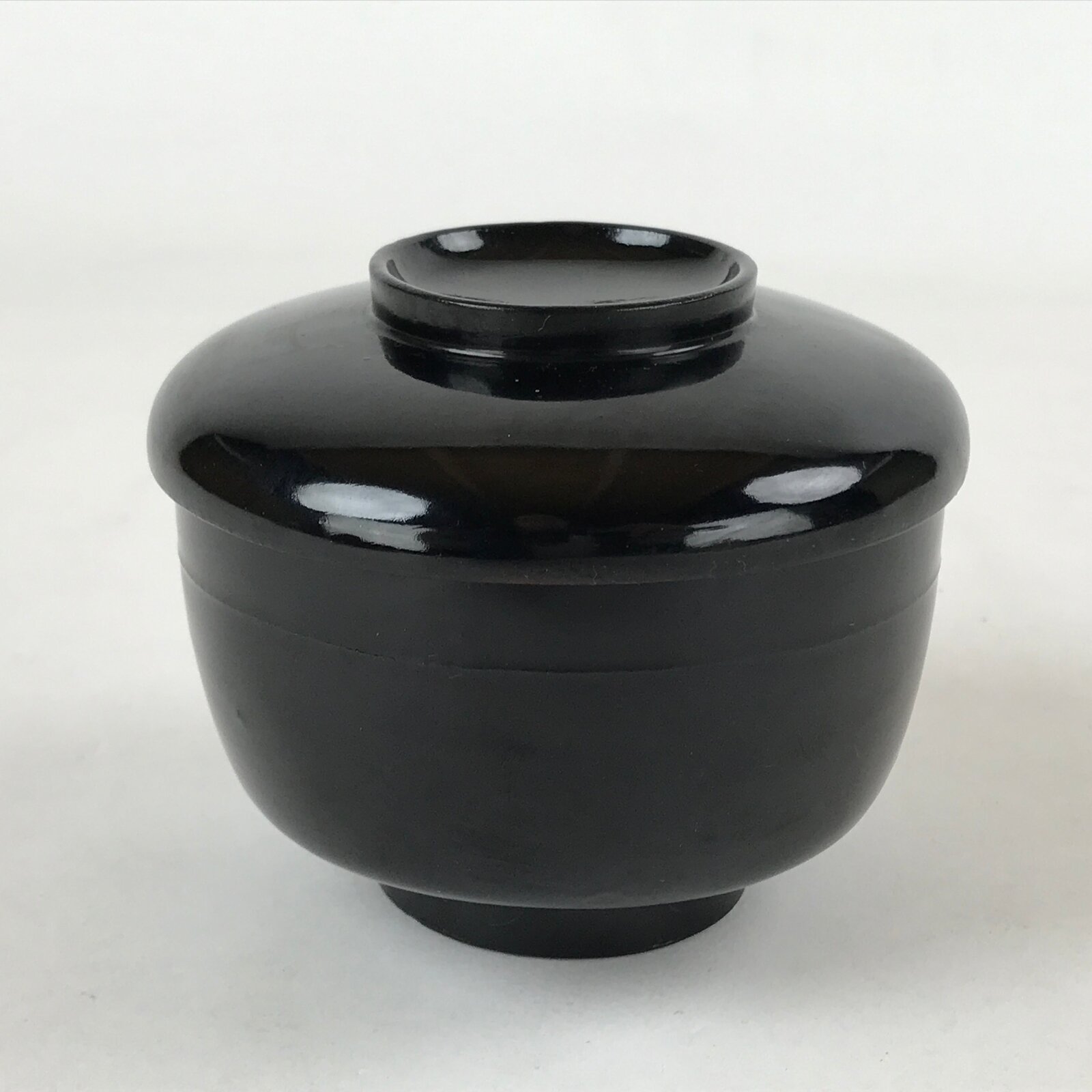 Japanese Lacquered Wooden Lidded Bowl Owan Vtg Rice Soup Dish Red Black LB103