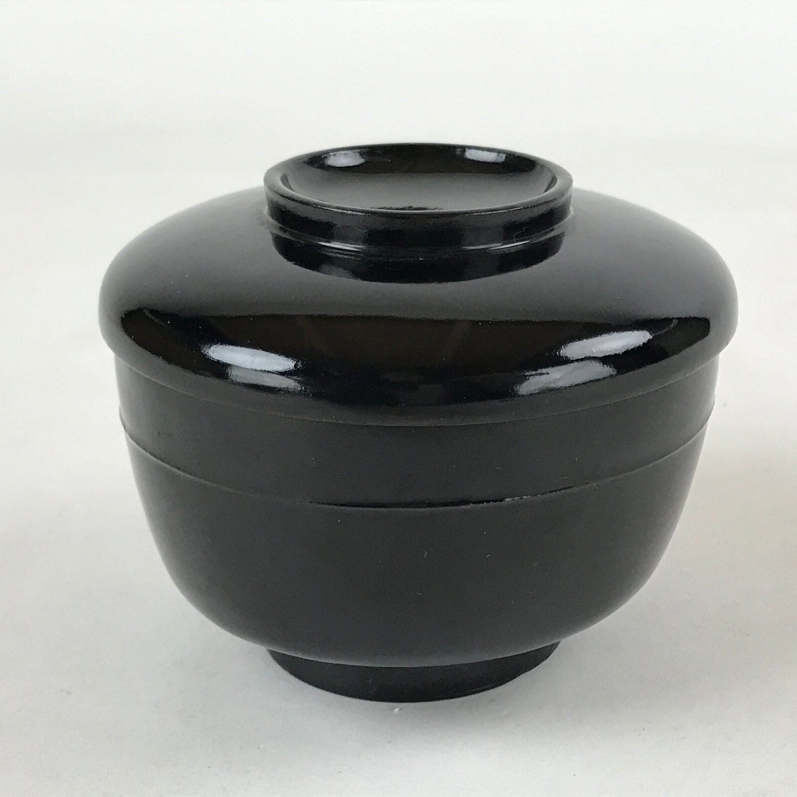 Japanese Lacquered Wooden Lidded Bowl Owan Vtg Rice Soup Dish Red Black LB104