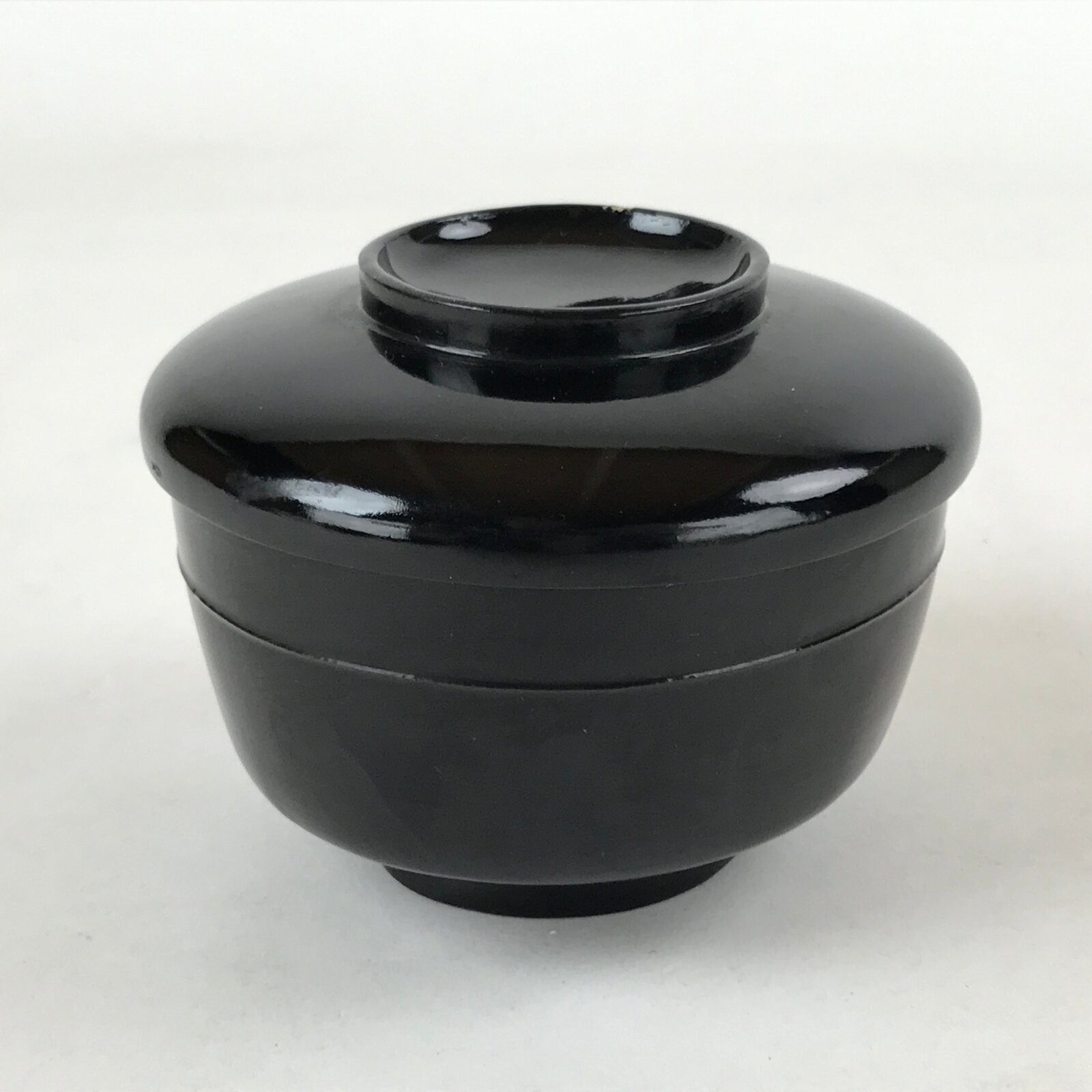 Japanese Lacquered Wooden Lidded Bowl Owan Vtg Rice Soup Dish Red Black LB105