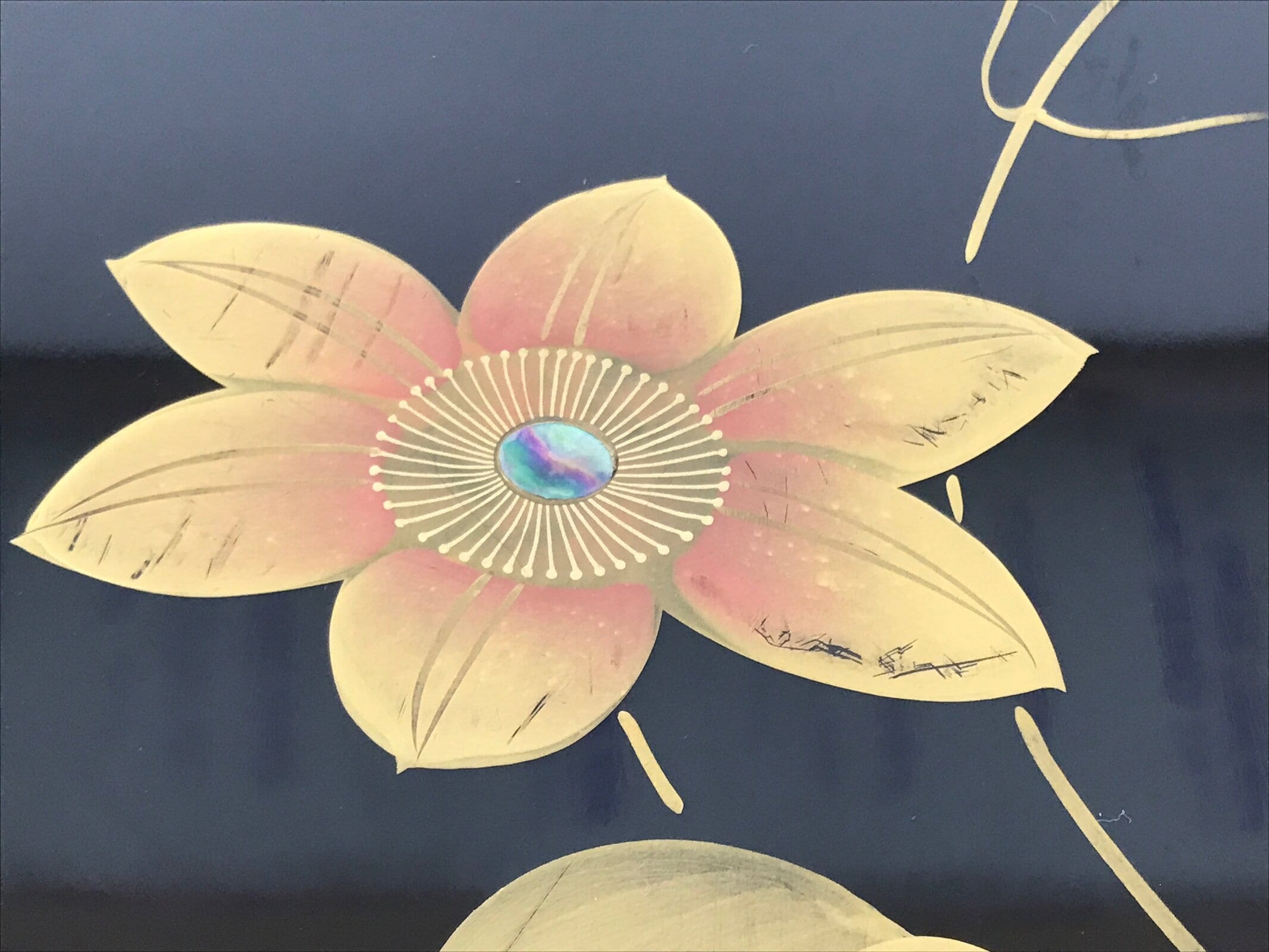 Japanese Lacquered Wooden Lidded Fumibako Letter Box Vtg Makie Raden Black FB91