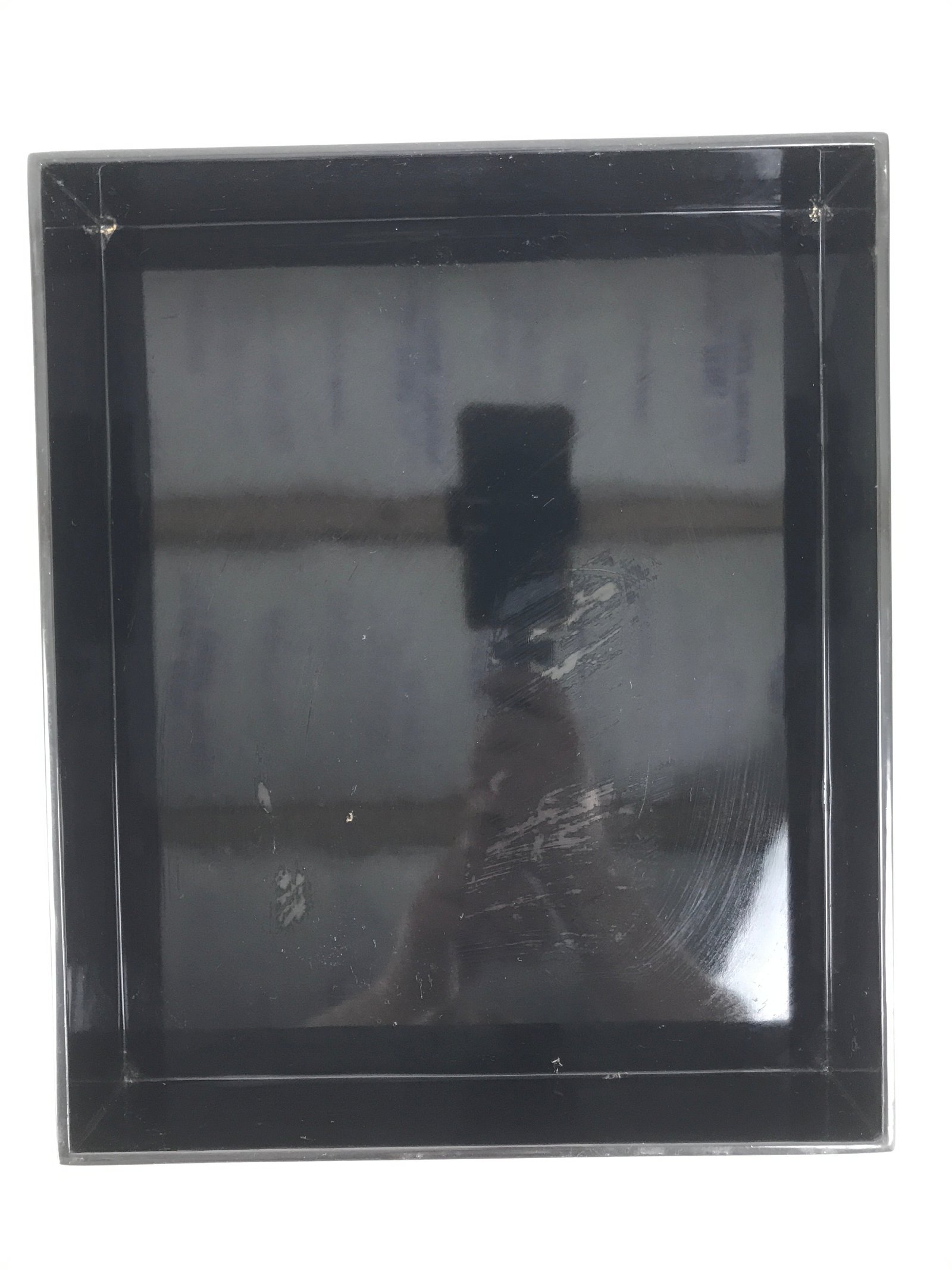 Japanese Lacquered Wooden Lidded Fumibako Letter Box Vtg Makie Raden Black FB91